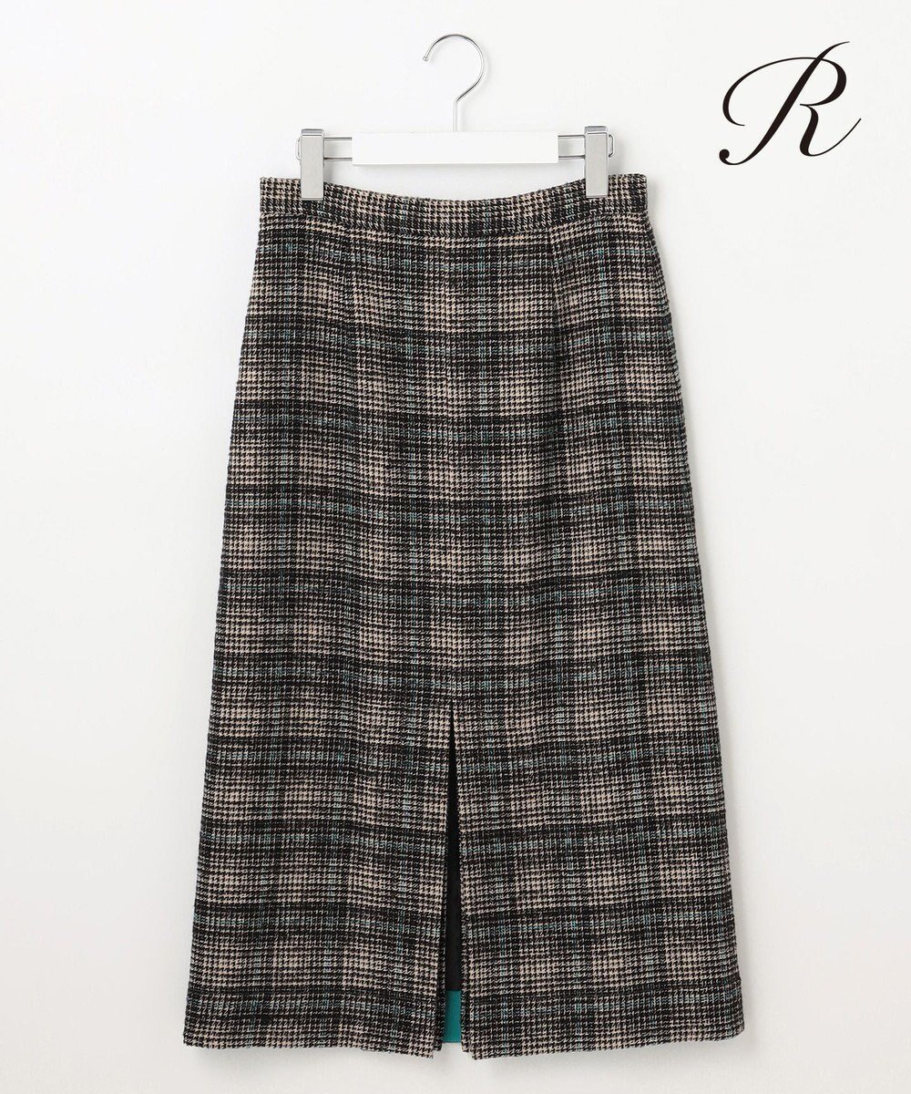 【23区/NIJYUSANKU】の【R(アール)】カラーウィンドウペンチェック スカート インテリア・キッズ・メンズ・レディースファッション・服の通販 founy(ファニー) 　ファッション　Fashion　レディースファッション　Fashion for Women　スカート　Skirts　イタリア　Italy　インポート　Imported Fashion　コレクション　Collection, Seasonal Line　スリット　Slit, Slit Detail　チェック　Check, Plaid, Tartan　人気　Popular, Best Seller　ボックス　Boxy, Box Shape　別注　Limited Edition, Custom Order　ミックス　Mix, Mixed Style　A/W・秋冬　Autumn/Winter　冬　Winter / This Winter　2024年　2024　2024-2025秋冬・A/W　Autumn/Winter 2024–25 AW24–25　ベージュxブラック|ID: prp329100004558187 ipo3291000000033673351