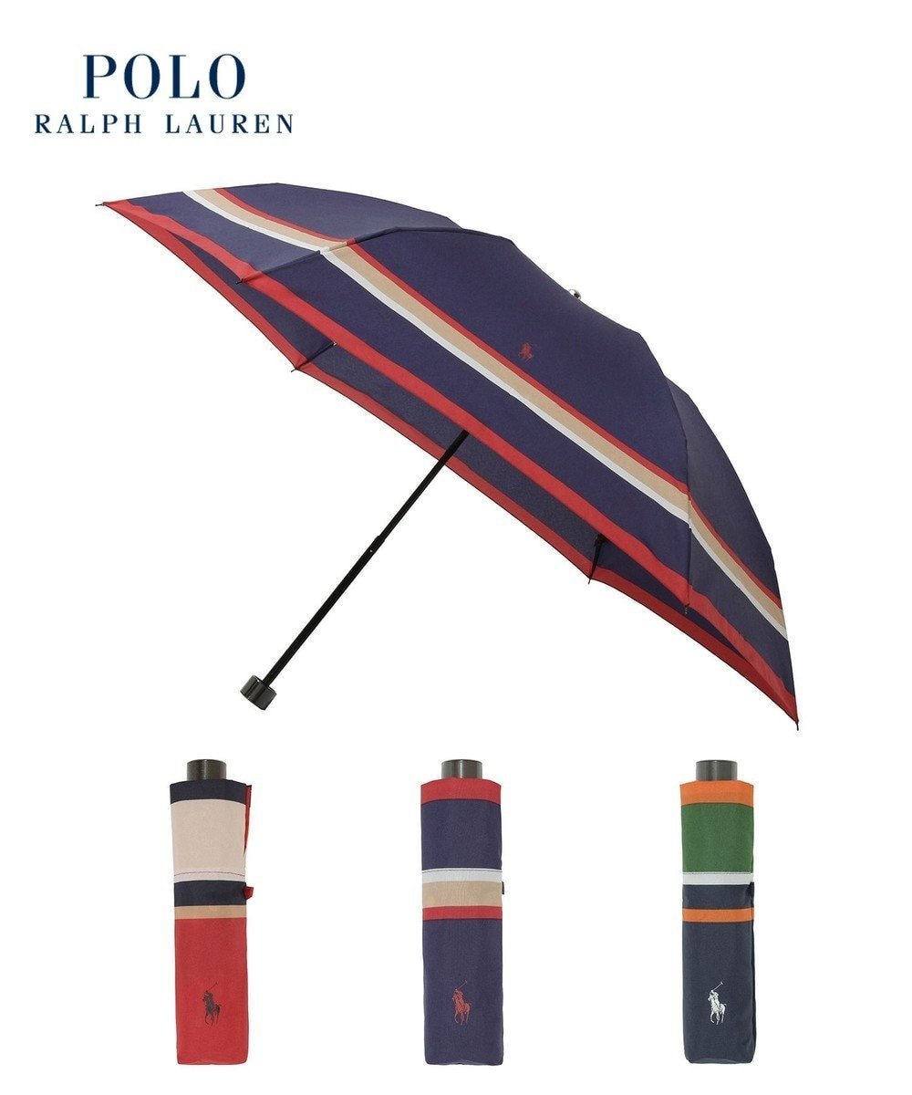 【ムーンバット/MOONBAT】の【日本製】POLO RALPH LAUREN(ポロ ラルフローレン) 折りたたみ傘 マルチボーダー インテリア・キッズ・メンズ・レディースファッション・服の通販 founy(ファニー) 　ファッション　Fashion　レディースファッション　Fashion for Women　レイングッズ・傘・晴雨兼用傘　Umbrellas & Rain Gear　アイビー　Ivy Pattern　傘　Umbrella, Parasol　ニューヨーク　New York, NYC Style　ハンド　Hand, Handmade　ボーダー　Border, Stripe　日本製　Made In Japan　ギフト プレゼント　Gift / Present　ネイビーブルー|ID: prp329100004558260 ipo3291000000033263685