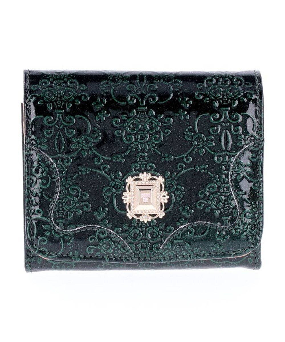 【アナスイ/ANNA SUI】のルーミー 二つ折り財布 インテリア・キッズ・メンズ・レディースファッション・服の通販 founy(ファニー) 　ファッション　Fashion　レディースファッション　Ladies' Fashion Online　財布　Wallets　エナメル　Enamel　ストーン　Stone　ブローチ　Brooch　定番　Standard　財布　Wallet　グリーン|ID: prp329100004558429 ipo3291000000032663388