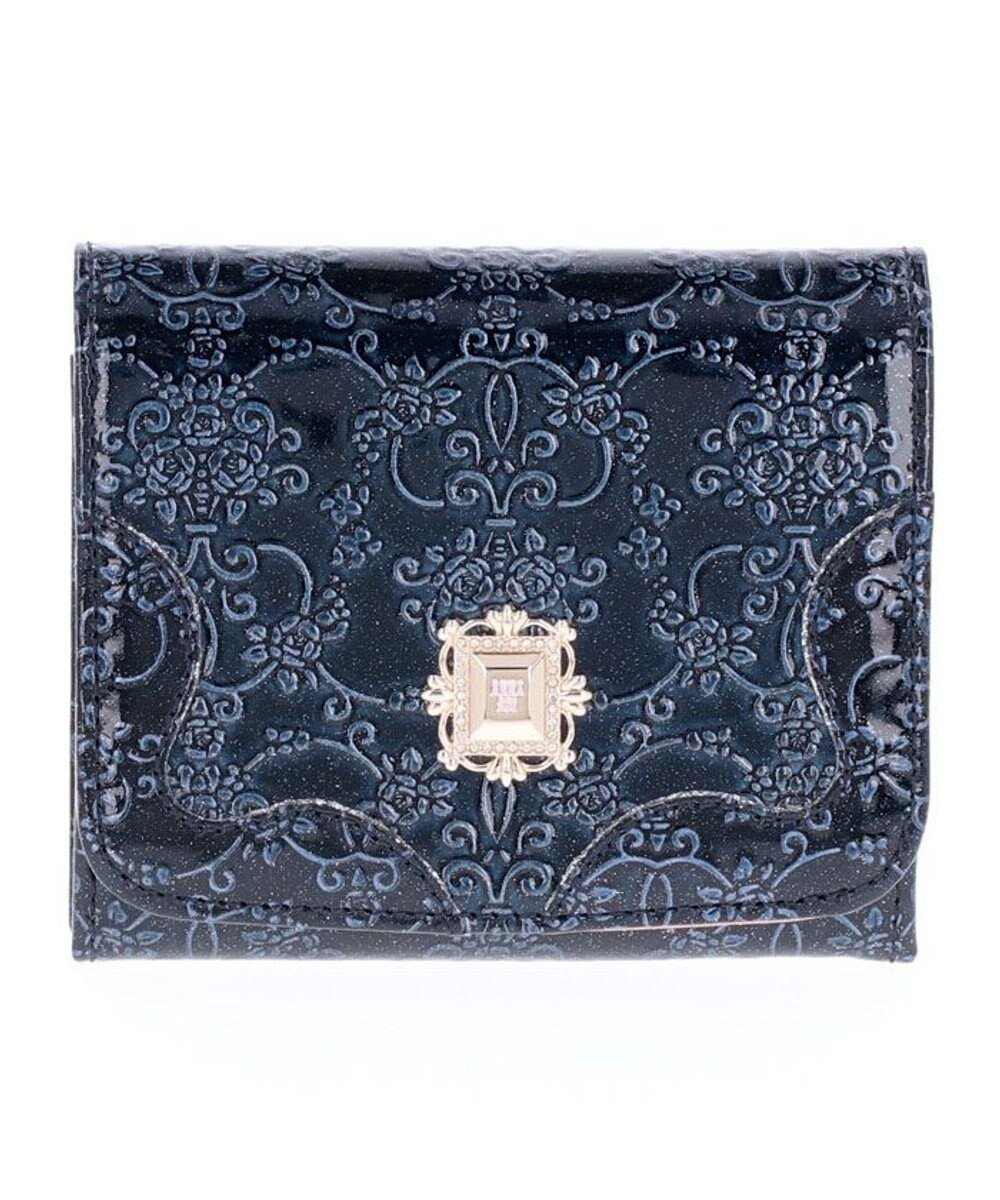 【アナスイ/ANNA SUI】のルーミー 二つ折り財布 インテリア・キッズ・メンズ・レディースファッション・服の通販 founy(ファニー) 　ファッション　Fashion　レディースファッション　Ladies' Fashion Online　財布　Wallets　エナメル　Enamel　ストーン　Stone　ブローチ　Brooch　定番　Standard　財布　Wallet　ネイビー|ID: prp329100004558429 ipo3291000000032663389