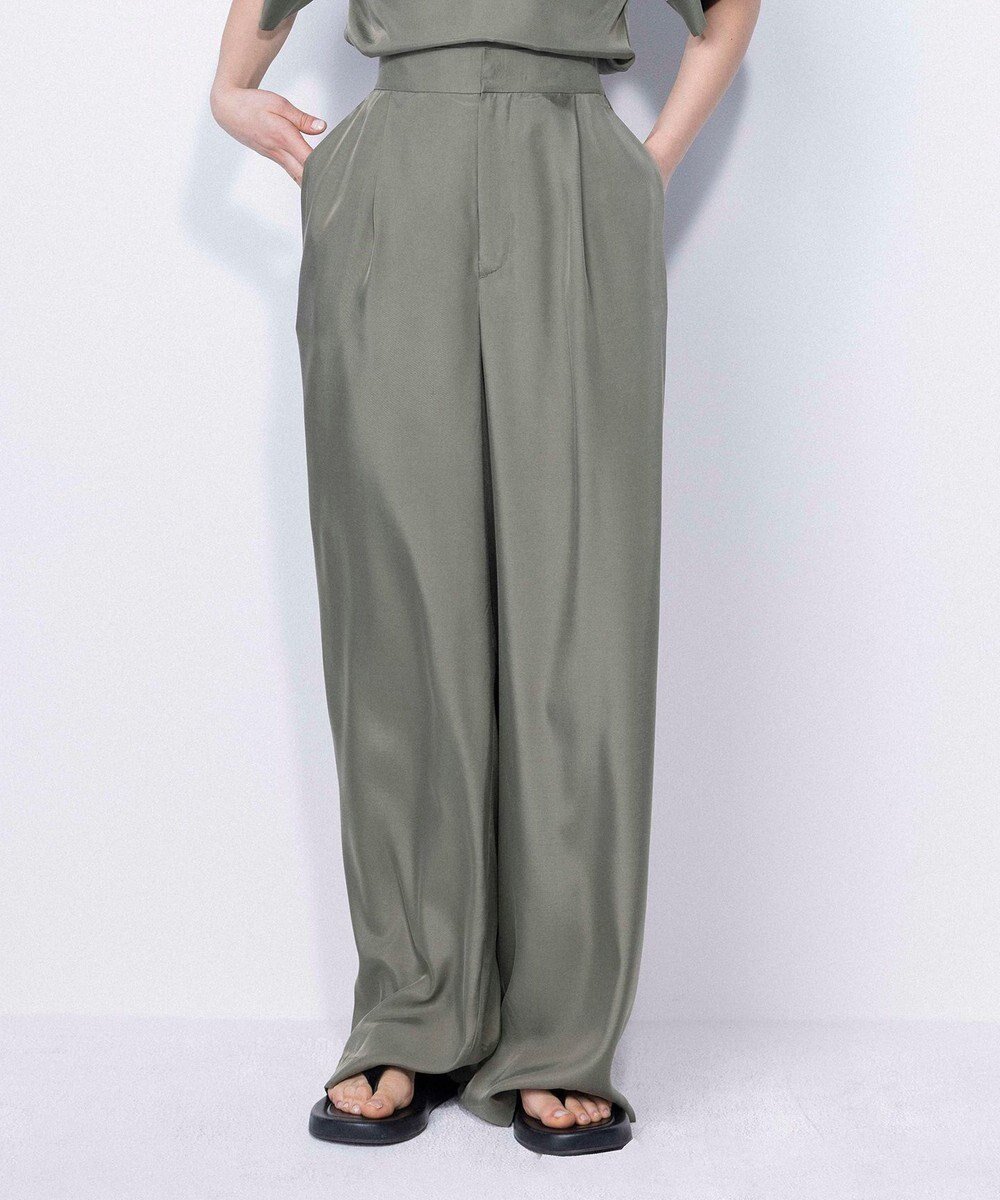 【ネイヴ/NAVE】の【ReNAVE・セットアップ可/洗える/UVケア/接触冷感】フィブリルシャンブレー ワイドパンツ インテリア・キッズ・メンズ・レディースファッション・服の通販 founy(ファニー) 　ファッション　Fashion　レディースファッション　Fashion for Women　セットアップ　Matching Sets　レディースパンツ・ボトムス　Pants & Trousers / Bottoms　春　Spring　洗える　Machine Washable　キュプラ　Cupro, Eco Fabric　ギャザー　Gathered, Ruffled　セットアップ　Set-Up, Coordinated Outfit　ポケット　Pocket, Pocket Detail　リラックス　Relax, Relaxed Fit　ワイド　Wide, Wide Fit　S/S・春夏　SS, Spring/Summer, Warm Season　夏　Summer　エレガント 上品　Elegant　カーキ系|ID: prp329100004558647 ipo3291000000034253925