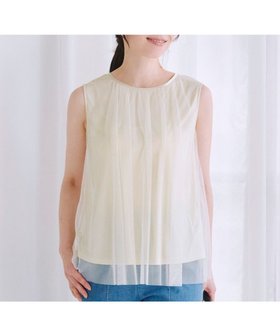 【ティアクラッセ/Tiaclasse】の【洗える】チュールレースノースリーブトップス 人気、トレンドファッション・服の通販 founy(ファニー) ファッション Fashion レディースファッション Fashion for Women トップス・カットソー Cut & Sew Tops キャミソール&ノースリーブ Camisoles & Sleeveless Tops シャツ・ブラウス・オフィスカジュアル Elegant Blouses & Button-Ups ギャザー Gathered, Ruffled シアー Sheer, See-Through シューズ Shoes, Footwear チュニック Tunic, Long Top チュール Tulip, Tulip Motif トレンド Trend, Trending Now ドッキング Docking, Mixed Material ポケット Pocket, Pocket Detail レース Lace, Lace Fabric 再入荷 Restock / Back in Stock 夏 Summer 新作・新入荷 New Arrivals / New In 春 Spring S/S・春夏 SS, Spring/Summer, Warm Season 洗える Machine Washable |ID:prp329100004558871