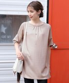 【ティアクラッセ/Tiaclasse】の【洗える】フレアカフスポンチチュニックブラウス グレージュ|ID: prp329100004558997 ipo3291000000034696214