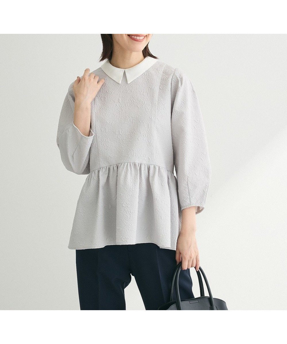 【グリーンパークス/Green Parks】のef-de 衿取り外しペプラムブラウス インテリア・キッズ・メンズ・レディースファッション・服の通販 founy(ファニー) 　ファッション　Fashion　レディースファッション　Fashion for Women　トップス・カットソー　Cut & Sew Tops　シャツ・ブラウス・オフィスカジュアル　Elegant Blouses & Button-Ups　ギャザー　Gathered, Ruffled　フェミニン　Feminine, Girly　フォルム　Silhouette, Form　ペプラム　Peplum, Flared Hem　ポケット　Pocket, Pocket Detail　A/W・秋冬　Autumn/Winter　S/S・春夏　SS, Spring/Summer, Warm Season　おすすめ　Recommended / Our Picks　夏　Summer　Light Gray|ID: prp329100004559426 ipo3291000000033589016