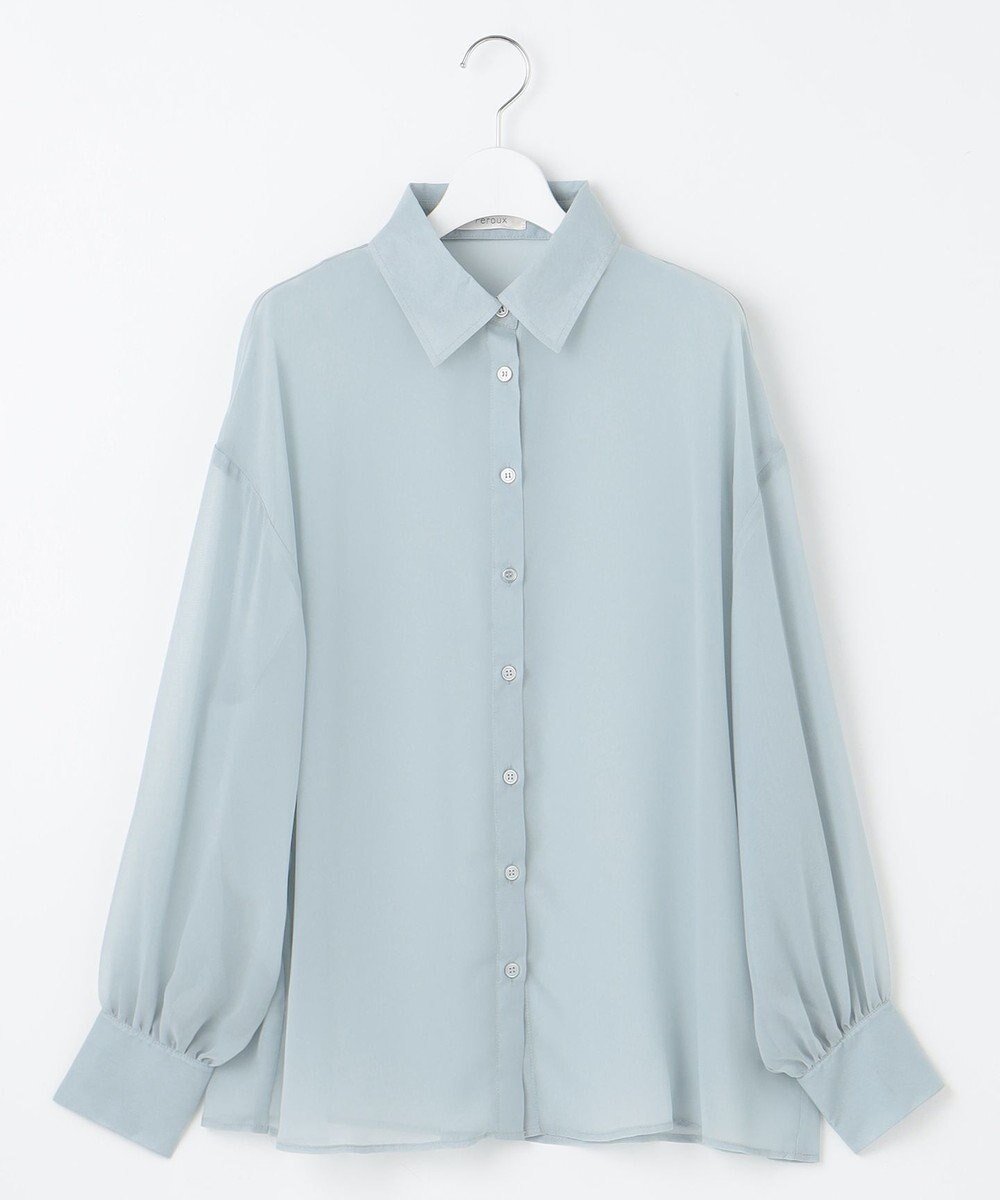 【フェルゥ/Feroux】の【洗える】ベーシックシアー シャツ インテリア・キッズ・メンズ・レディースファッション・服の通販 founy(ファニー) 　ファッション　Fashion　レディースファッション　Fashion for Women　トップス・カットソー　Cut & Sew Tops　シャツ・ブラウス・オフィスカジュアル　Elegant Blouses & Button-Ups　おすすめ　Recommended / Our Picks　インナー　Innerwear　シアー　Sheer, See-Through　シンプル　Simple, Minimal　再入荷　Restock / Back in Stock　夏　Summer　春　Spring　S/S・春夏　SS, Spring/Summer, Warm Season　洗える　Machine Washable　スカイブルー系|ID: prp329100004559551 ipo3291000000033220823