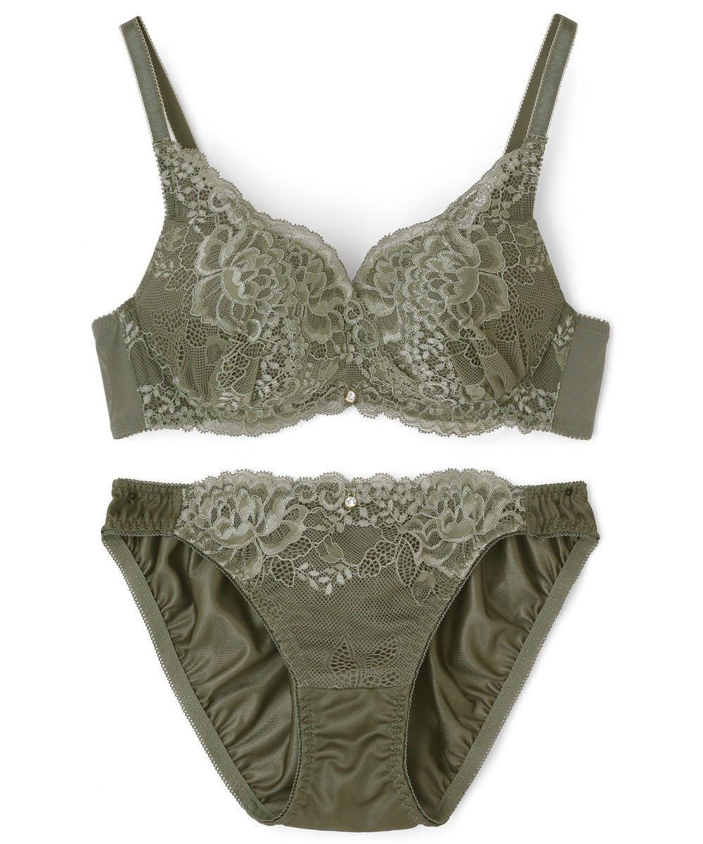 【三愛水着楽園/San-ai Resort】の【northerly bra フィットシリーズ 谷間メイク】 カシュクールレースモールド ブラジャー&ショーツSet B～Fカップ インテリア・キッズ・メンズ・レディースファッション・服の通販 founy(ファニー) 　ファッション　Fashion　レディースファッション　Fashion for Women　アンダー　Underwear Essentials　ショーツ　Shorts, Short Pants　ストレッチ　Stretch, Stretchy Fabric　パターン　Pattern, Design Print　フィット　Fit, Slim Fit　ブラジャー　Bra, Lingerie　ポケット　Pocket, Pocket Detail　ラップ　Wrap, Wrap Design　レース　Lace, Lace Fabric　ワイヤー　Wire, Wired Bra　カーキ|ID: prp329100004559603 ipo3291000000032726315