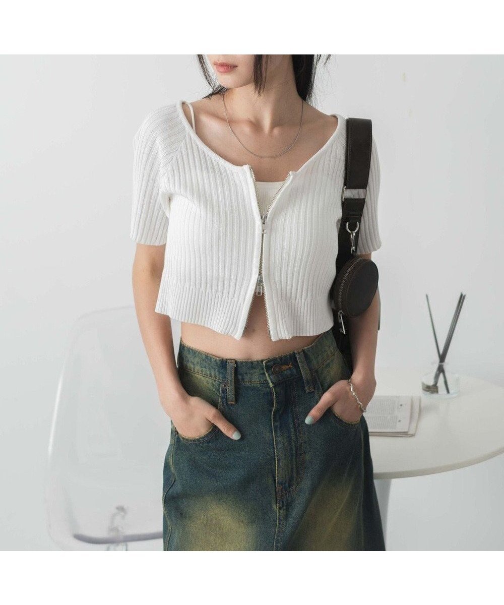 【ウィゴー/WEGO】のダブルジップオフショルニットトップス インテリア・キッズ・メンズ・レディースファッション・服の通販 founy(ファニー) ファッション Fashion レディースファッション Fashion for Women トップス・カットソー Cut & Sew Tops ニット Knit Tops & Sweaters 春 Spring カーゴパンツ Cargo Pants, Utility Pants キャミ Camisole, Cami Top ジップ Zip, Zipper スマホ Smartphone, Mobile Device セーター Sweater, Knitwear ダウン Down, Puffer デニム Denim, Jeans Material 羽織 Haori, Light Jacket モノトーン Monotone, Black and White S/S・春夏 SS, Spring/Summer, Warm Season 夏 Summer オフホワイト|ID: prp329100004559633 ipo3291000000034991559