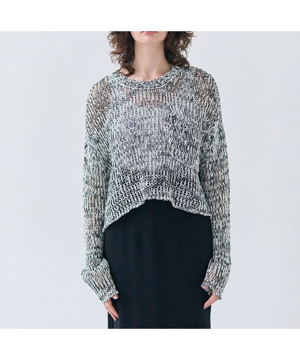 【ベイジ,/BEIGE,】の【洗える・STORY 6月号掲載】THYME / クルーネックコットンメッシュニット インテリア・キッズ・メンズ・レディースファッション・服の通販 founy(ファニー) 　雑誌掲載アイテム　Magazine Items　ファッション雑誌　Fashion Magazines　ストーリィ　STORY　ファッション　Fashion　レディースファッション　Ladies' Fashion Online　トップス・カットソー　Tops/Tshirt　ニット　Knit Tops　6月号　June Issue　キャミソール　Camisole　ショート　Short　セーター　Sweater　トレンド　Trend　ボトム　Bottom　ミックス　Mix　リネン　Linen　リラックス　Relax　ロング　Long　夏　Summer　春　Spring　S/S・春夏　Ss・Spring/Summer　洗える　Washable　羽織　Haori　雑誌　Magazine　Ecru×Black|ID: prp329100004559690 ipo3291000000032662984