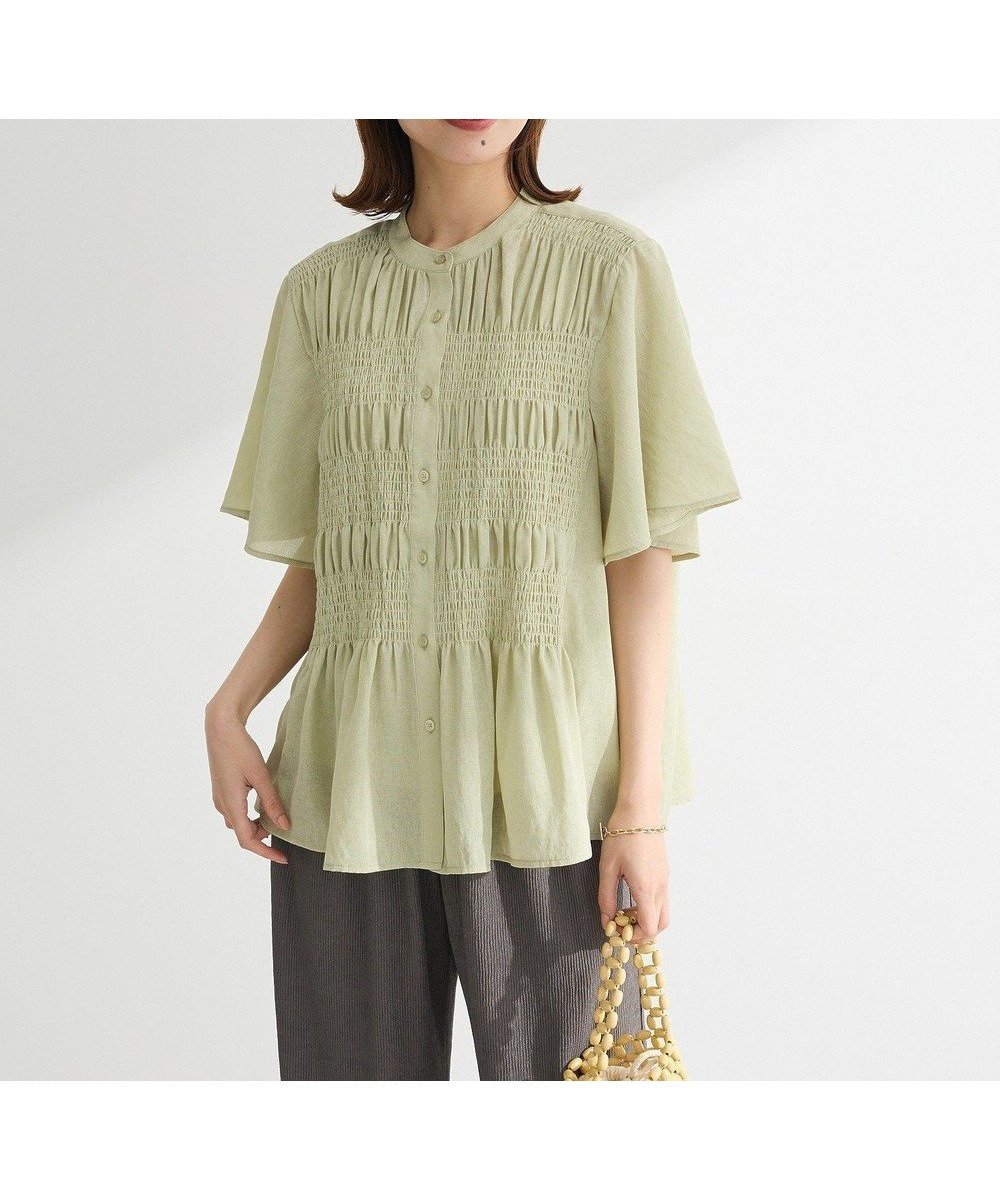 【グリーンパークス/Green Parks】のSET2点マジョリカシャーリングブラウス+タンク インテリア・キッズ・メンズ・レディースファッション・服の通販 founy(ファニー) ファッション Fashion レディースファッション Fashion for Women トップス・カットソー Cut & Sew Tops シャツ・ブラウス・オフィスカジュアル Elegant Blouses & Button-Ups おすすめ Recommended / Our Picks インナー Innerwear シャーリング Shirring, Ruched タンク Tank Top, Sleeveless Top フロント Front, Front Design プリーツ Pleats, Pleated ボトム Bottoms, Lower Wear ポケット Pocket, Pocket Detail 夏 Summer 春 Spring S/S・春夏 SS, Spring/Summer, Warm Season Light Green|ID: prp329100004559802 ipo3291000000033713215