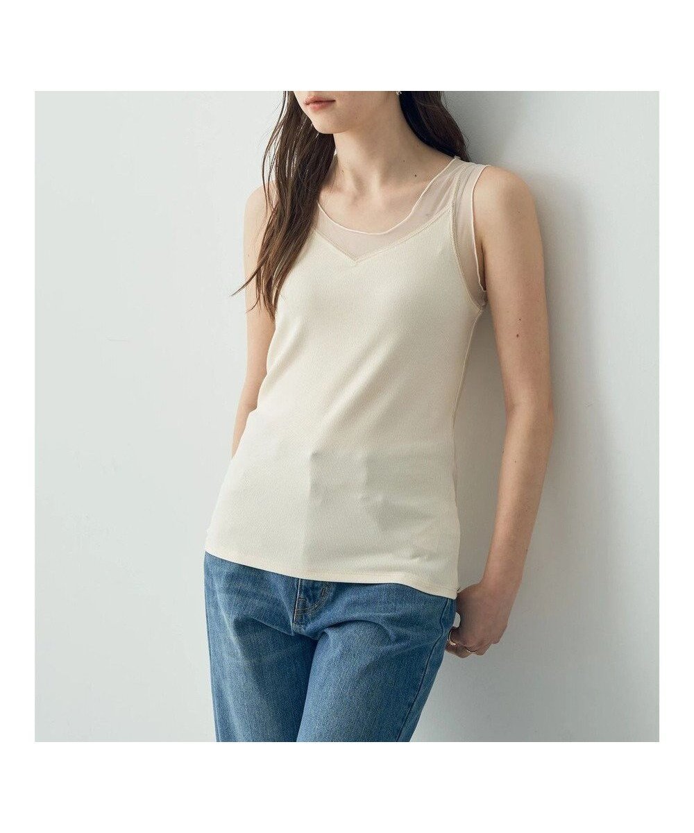 【イェッカ ヴェッカ/YECCA VECCA】のチュールMIXリブインナー インテリア・キッズ・メンズ・レディースファッション・服の通販 founy(ファニー) 　ファッション　Fashion　レディースファッション　Ladies' Fashion Online　トップス・カットソー　Tops/Tshirt　インナー　Inner　タンク　Tank　チュール　Tulle　フィット　Fit　ポケット　Pocket　夏　Summer　S/S・春夏　Ss・Spring/Summer　A/W・秋冬　Aw・Autumn/Winter・Fw・Fall-Winter　Ivory|ID: prp329100004559831 ipo3291000000032666683