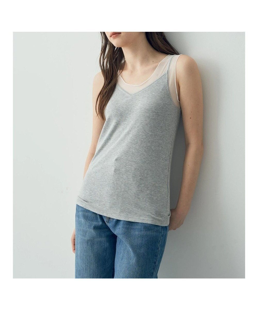 【イェッカ ヴェッカ/YECCA VECCA】のチュールMIXリブインナー インテリア・キッズ・メンズ・レディースファッション・服の通販 founy(ファニー) 　ファッション　Fashion　レディースファッション　Ladies' Fashion Online　トップス・カットソー　Tops/Tshirt　インナー　Inner　タンク　Tank　チュール　Tulle　フィット　Fit　ポケット　Pocket　夏　Summer　S/S・春夏　Ss・Spring/Summer　A/W・秋冬　Aw・Autumn/Winter・Fw・Fall-Winter　Gray Mixture|ID: prp329100004559831 ipo3291000000032666685
