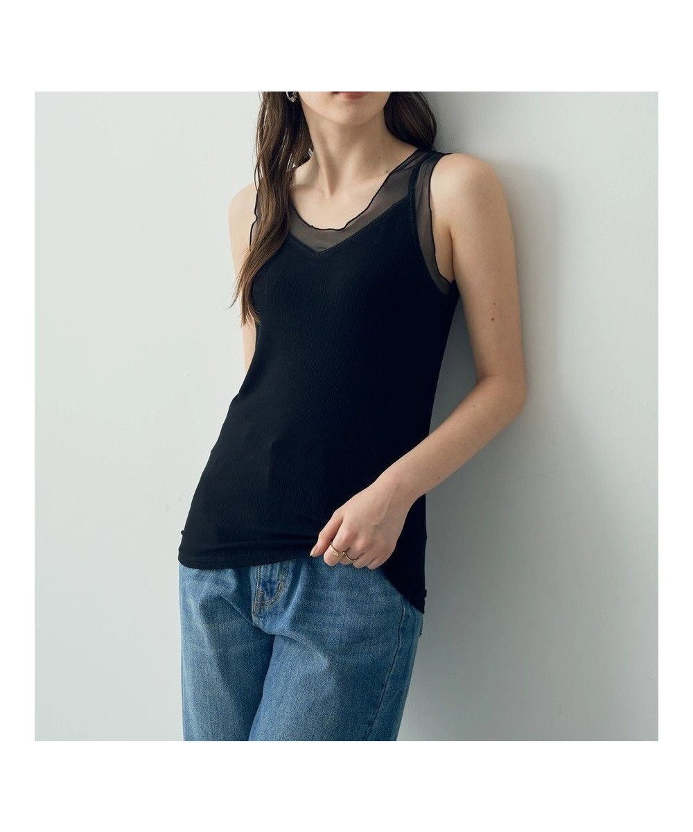 【イェッカ ヴェッカ/YECCA VECCA】のチュールMIXリブインナー インテリア・キッズ・メンズ・レディースファッション・服の通販 founy(ファニー) 　ファッション　Fashion　レディースファッション　Ladies' Fashion Online　トップス・カットソー　Tops/Tshirt　インナー　Inner　タンク　Tank　チュール　Tulle　フィット　Fit　ポケット　Pocket　夏　Summer　S/S・春夏　Ss・Spring/Summer　A/W・秋冬　Aw・Autumn/Winter・Fw・Fall-Winter　Black|ID: prp329100004559831 ipo3291000000032666687
