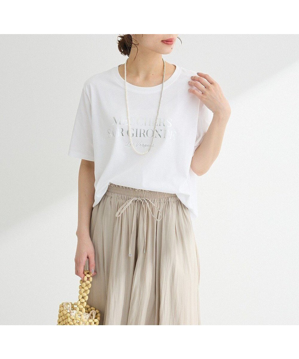 【グリーンパークス/Green Parks】の箔プリントフェミニンロゴTシャツ 人気、トレンドファッション・服の通販 founy(ファニー) 　ファッション　Fashion　レディースファッション　Fashion for Women　トップス・カットソー　Cut & Sew Tops　シャツ・ブラウス・オフィスカジュアル　Elegant Blouses & Button-Ups　ロングTシャツ・Tシャツ　Longline T-Shirts & Tees　カットソー・ベーシックTシャツ　Cut-and-Sewn Tops / Stretch Tees & Basics　おすすめ　Recommended / Our Picks　カットソー　Cut and Sewn Top　グラフィック　Graphic, Graphic Design　スタイリッシュ　Stylish, Fashionable　プリント　Print, Printed Pattern　ベーシック　Basic, Essential　ポケット　Pocket, Pocket Detail　夏　Summer　春　Spring　S/S・春夏　SS, Spring/Summer, Warm Season　 other-1|ID: prp329100004560082 ipo3291000000032240629