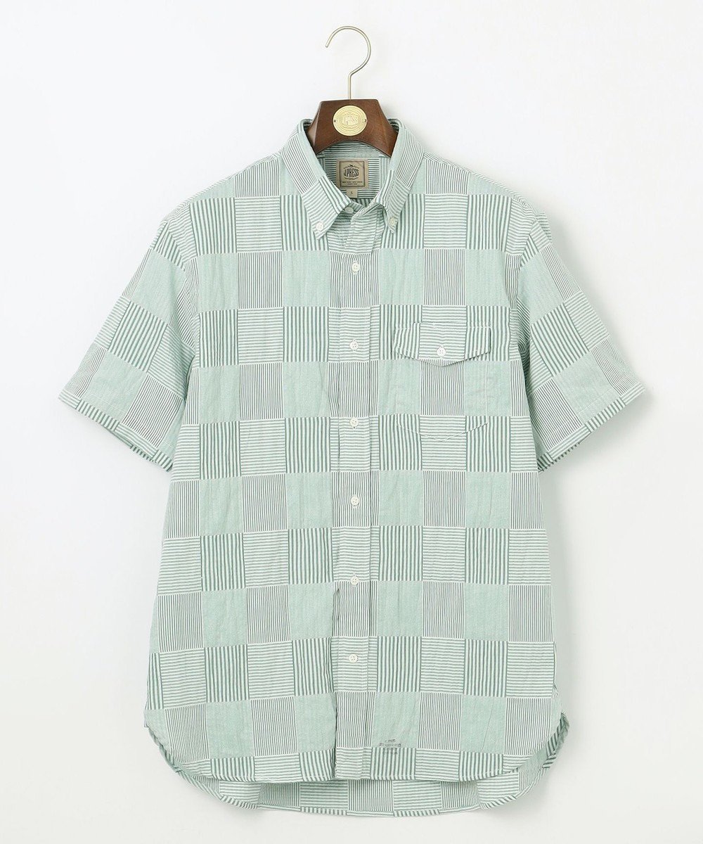 【ジェイ プレス/J.PRESS / MEN】の【クールマックス】サッカーパッチワーク シャツ インテリア・キッズ・メンズ・レディースファッション・服の通販 founy(ファニー) 　ファッション　Fashion　メンズファッション　Men's Style Online　トップス・カットソー　Tops/Tshirt/Men　シャツ　Shirts　春　Spring　吸水　Water Absorption　サッカー　Soccer　ショーツ　Shorts　ジャカード　Jacquard　ダブル　Double　デニム　Denim　ドレス　Dress　定番　Standard　バランス　Balance　パッチワーク　Patchwork　フラップ　Flap　ベーシック　Basic　ポケット　Pocket　羽織　Haori　メンズ　Mens　S/S・春夏　Ss・Spring/Summer　再入荷　Restock/Back In Stock/Re Arrival　夏　Summer　グリーン系9|ID: prp329100004560668 ipo3291000000032536812