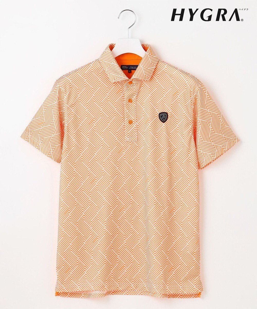 【23区 ゴルフ/23区GOLF / MEN】の【MEN】「HYGRA」幾何柄清涼ポロシャツ 接触冷感 UVケア 吸水速乾 総柄 高機能素材 人気、トレンドファッション・服の通販 founy(ファニー) 　ファッション　Fashion　メンズファッション　Fashion for Men　トップス・カットソー　Cut & Sew Tops　メンズシャツ　Shirts　ポロシャツ / きれいめカジュアルスタイル　Polo Shirts　インナー　Innerwear　コンパクト　Compact, Small Size　ゴルフ　Golf　プリント　Print, Printed Pattern　ポロシャツ　Polo Shirt, Collared Tee　再入荷　Restock / Back in Stock　吸水　Absorbent, Quick-Dry　夏　Summer　春　Spring　S/S・春夏　SS, Spring/Summer, Warm Season　 other-1|ID: prp329100004560669 ipo3291000000032245575