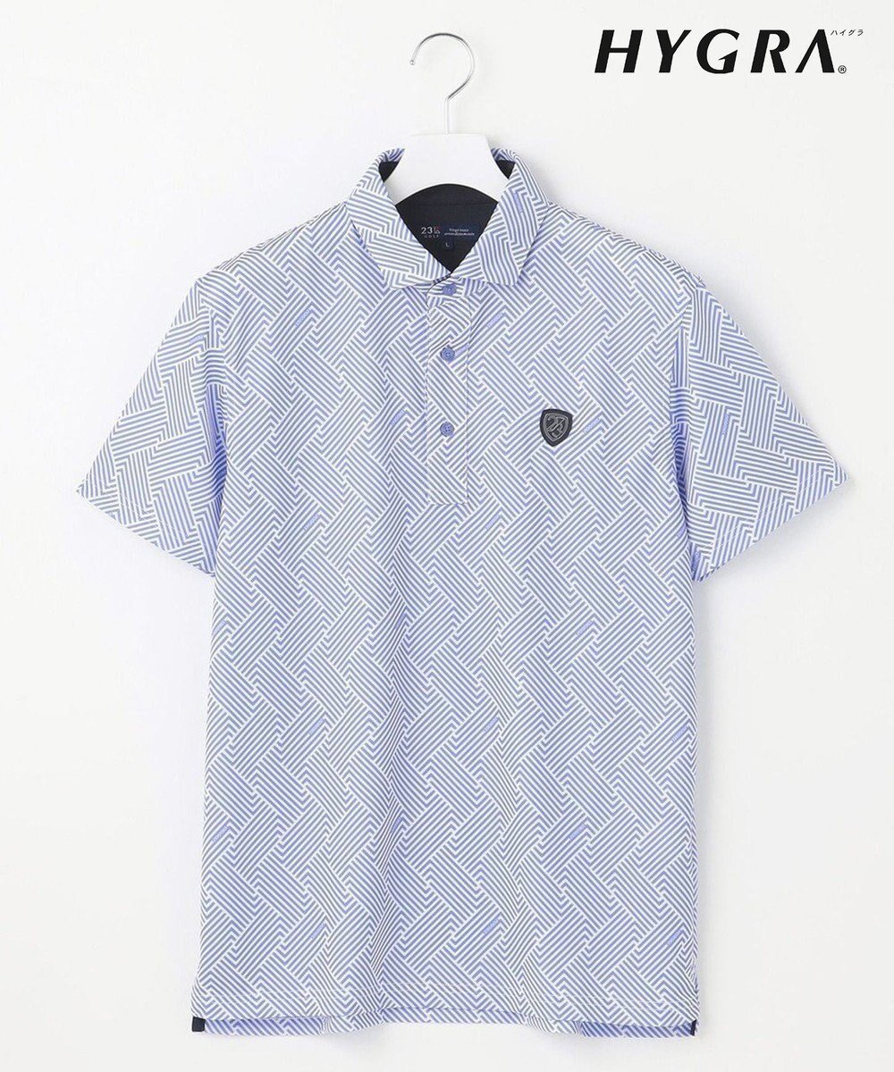 【23区 ゴルフ/23区GOLF / MEN】の【MEN】「HYGRA」幾何柄清涼ポロシャツ 接触冷感 UVケア 吸水速乾 総柄 高機能素材 インテリア・キッズ・メンズ・レディースファッション・服の通販 founy(ファニー) 　ファッション　Fashion　メンズファッション　Fashion for Men　トップス・カットソー　Cut & Sew Tops　メンズシャツ　Shirts　ポロシャツ / きれいめカジュアルスタイル　Polo Shirts　インナー　Innerwear　コンパクト　Compact, Small Size　ゴルフ　Golf　プリント　Print, Printed Pattern　ポロシャツ　Polo Shirt, Collared Tee　再入荷　Restock / Back in Stock　吸水　Absorbent, Quick-Dry　夏　Summer　春　Spring　S/S・春夏　SS, Spring/Summer, Warm Season　パープル系5|ID: prp329100004560669 ipo3291000000032245578