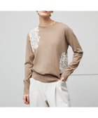 【ベイジ,/BEIGE,】の【洗える】WILLOW / アシンメトリーレースクルーネックニット Milk tea×Ecru|ID: prp329100004560684 ipo3291000000033669695