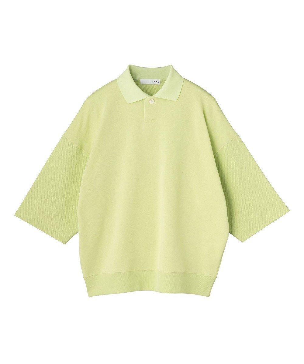 【ハーグ/HAAG】の【スマイルコットン使用/肌に優しい】HALF SLEEVE SWEAT POLO SHIRTS ポロシャツ インテリア・キッズ・メンズ・レディースファッション・服の通販 founy(ファニー) 　ファッション　Fashion　レディースファッション　WOMEN　トップス・カットソー　Tops/Tshirt　シャツ/ブラウス　Shirts/Blouses　パーカ　Sweats　ロング / Tシャツ　T-Shirts　ポロシャツ　Polo Shirts　スウェット　Sweat　カットソー　Cut and Sewn　春　Spring　カシミヤ　Cashmere　カットソー　Cut And Sew　吸水　Water Absorption　ショルダー　Shoulder　タンブラー　Tumbler　ドロップ　Drop　バランス　Balance　パターン　Pattern　ポロシャツ　Polo Shirt　ワイド　Wide　S/S・春夏　Ss・Spring/Summer　おすすめ　Recommend　夏　Summer　ライム|ID: prp329100004560735 ipo3291000000032246485