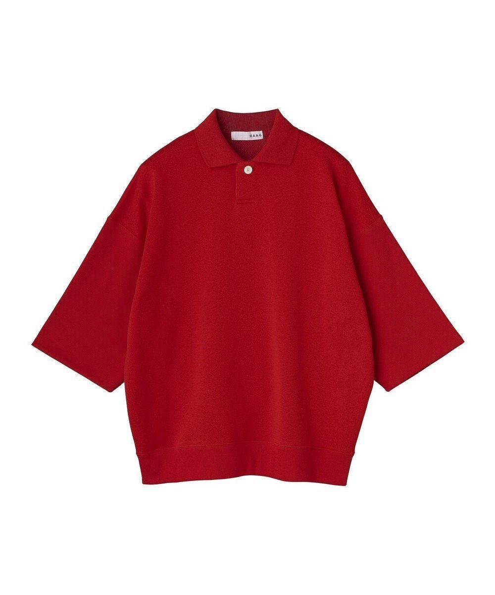 【ハーグ/HAAG】の【スマイルコットン使用/肌に優しい】HALF SLEEVE SWEAT POLO SHIRTS ポロシャツ インテリア・キッズ・メンズ・レディースファッション・服の通販 founy(ファニー) 　ファッション　Fashion　レディースファッション　WOMEN　トップス・カットソー　Tops/Tshirt　シャツ/ブラウス　Shirts/Blouses　パーカ　Sweats　ロング / Tシャツ　T-Shirts　ポロシャツ　Polo Shirts　スウェット　Sweat　カットソー　Cut and Sewn　春　Spring　カシミヤ　Cashmere　カットソー　Cut And Sew　吸水　Water Absorption　ショルダー　Shoulder　タンブラー　Tumbler　ドロップ　Drop　バランス　Balance　パターン　Pattern　ポロシャツ　Polo Shirt　ワイド　Wide　S/S・春夏　Ss・Spring/Summer　おすすめ　Recommend　夏　Summer　レッド|ID: prp329100004560735 ipo3291000000032246487