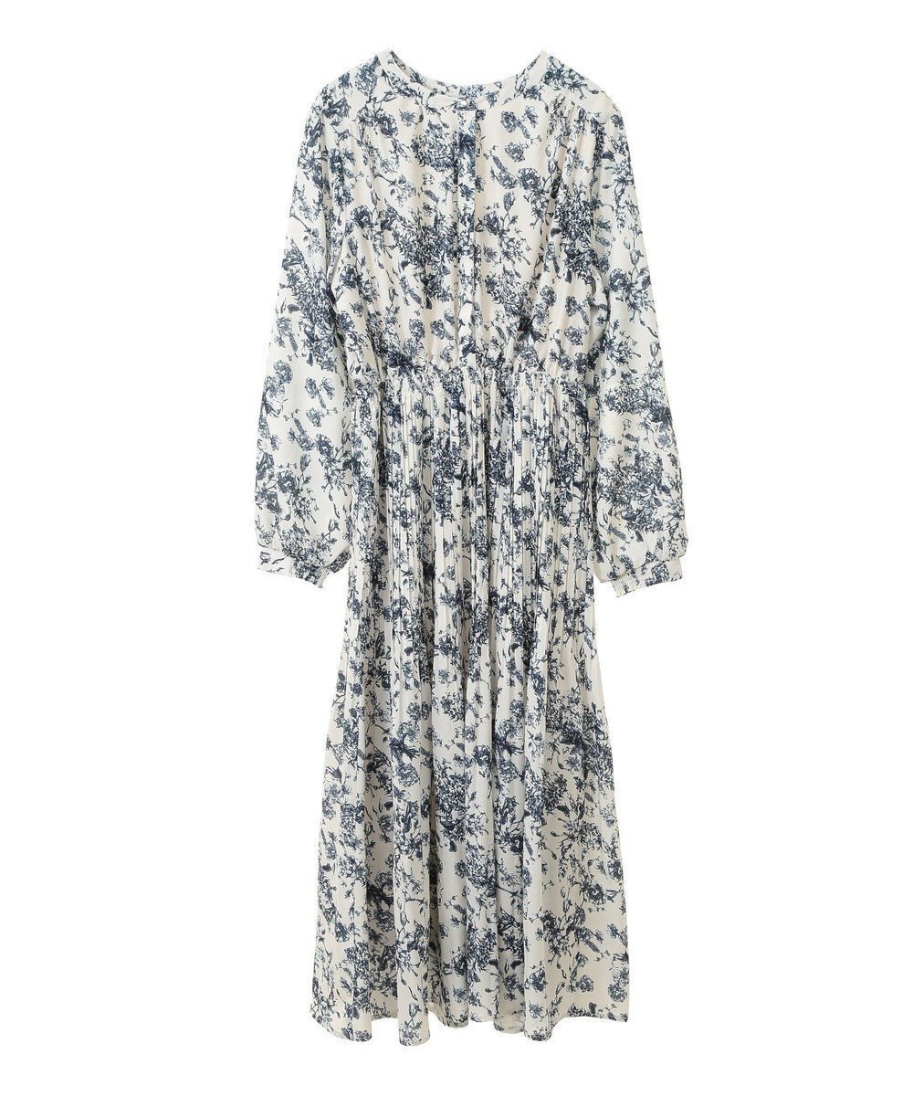 【イェッカ ヴェッカ/YECCA VECCA】のフラワー柄プリーツワンピース インテリア・キッズ・メンズ・レディースファッション・服の通販 founy(ファニー) 　ファッション　Fashion　レディースファッション　WOMEN　ワンピース　Dress　ジョーゼット　Georgette　スタンド　Stand　フラワー　Flower　プリーツ　Pleats　ポケット　Pocket　ロング　Long　エレガント 上品　Elegant　A/W・秋冬　Aw・Autumn/Winter・Fw・Fall-Winter　Ivory|ID: prp329100004560739 ipo3291000000032391006