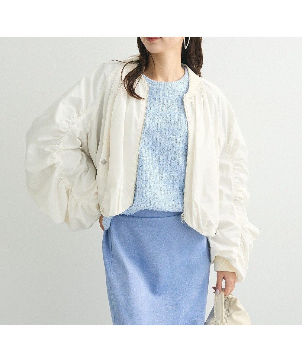 【グリーンパークス/Green Parks】の・SUGAR SPOON ボリュームギャザーMA-1 人気、トレンドファッション・服の通販 founy(ファニー) 　ファッション　Fashion　レディースファッション　Fashion for Women　アウター　Coat / Outerwear Collection　レディースジャケット・軽アウター　Jackets　ブルゾンジャケット・スポーティアウター　Blouson Jackets　MA-1ジャケット　MA-1 Bomber Jackets / Flight Jackets　ギャザー　Gathered, Ruffled　コンパクト　Compact, Small Size　ジャケット　Jacket, Outerwear　フェミニン　Feminine, Girly　フォルム　Silhouette, Form　ブルゾン　Blouson, Bomber Jacket　ポケット　Pocket, Pocket Detail　ミリタリー　Military, Army Style　夏　Summer　春　Spring　S/S・春夏　SS, Spring/Summer, Warm Season　 other-1|ID: prp329100004560847 ipo3291000000032580716