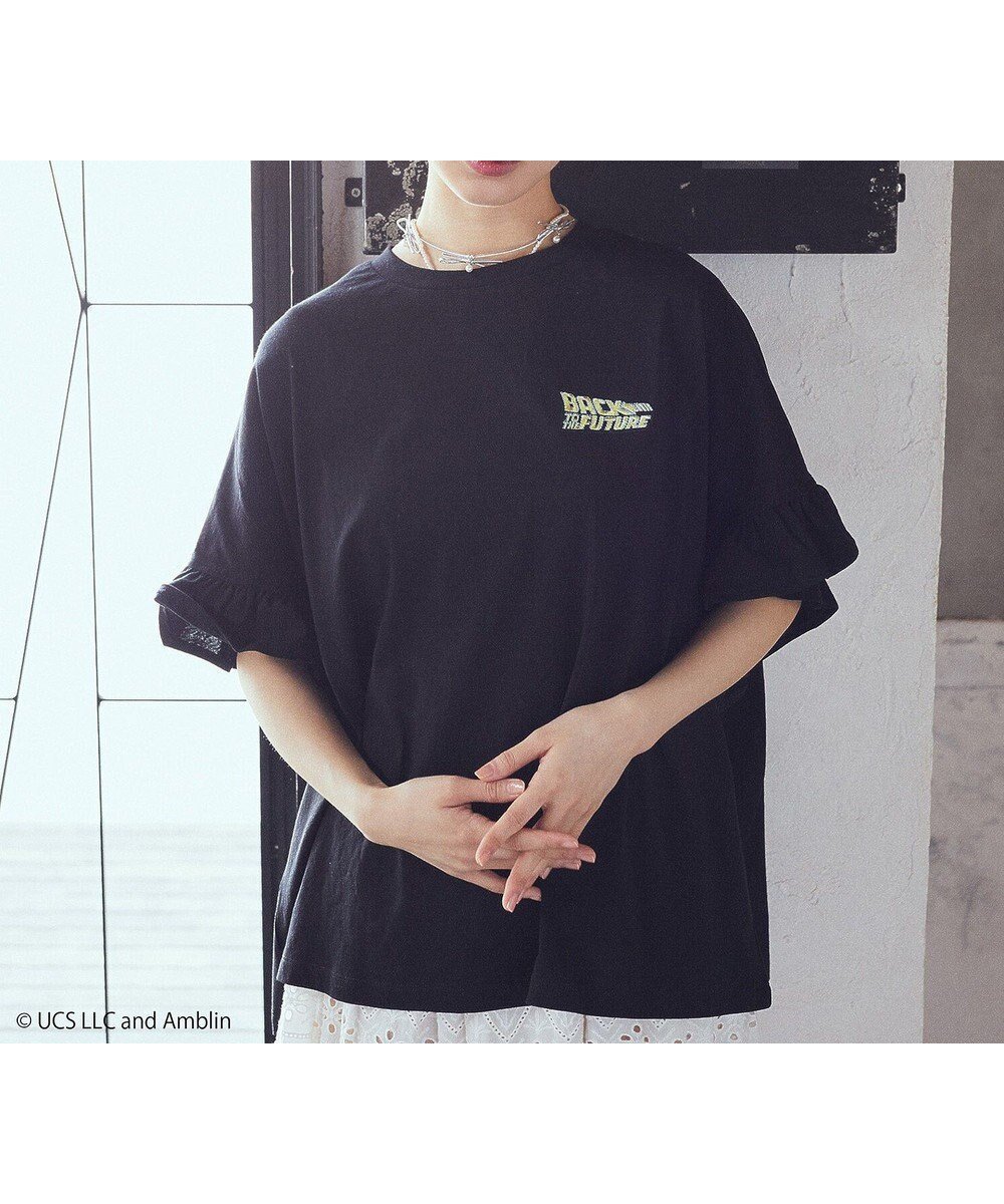 【アースミュージックアンドエコロジー/earth music&ecology】のBack to the Future/emae フリルT インテリア・キッズ・メンズ・レディースファッション・服の通販 founy(ファニー) 　ファッション　Fashion　レディースファッション　Fashion for Women　トップス・カットソー　Cut & Sew Tops　シャツ・ブラウス・オフィスカジュアル　Elegant Blouses & Button-Ups　ロングTシャツ・Tシャツ　Longline T-Shirts & Tees　カットソー・ベーシックTシャツ　Cut-and-Sewn Tops / Stretch Tees & Basics　おすすめ　Recommended / Our Picks　カットソー　Cut and Sewn Top　デニム　Denim, Jeans Material　フリル　Frill, Ruffle　プリント　Print, Printed Pattern　ミックス　Mix, Mixed Style　モチーフ　Motif, Design Theme　夏　Summer　春　Spring　S/S・春夏　SS, Spring/Summer, Warm Season　B|ID: prp329100004560943 ipo3291000000032725929