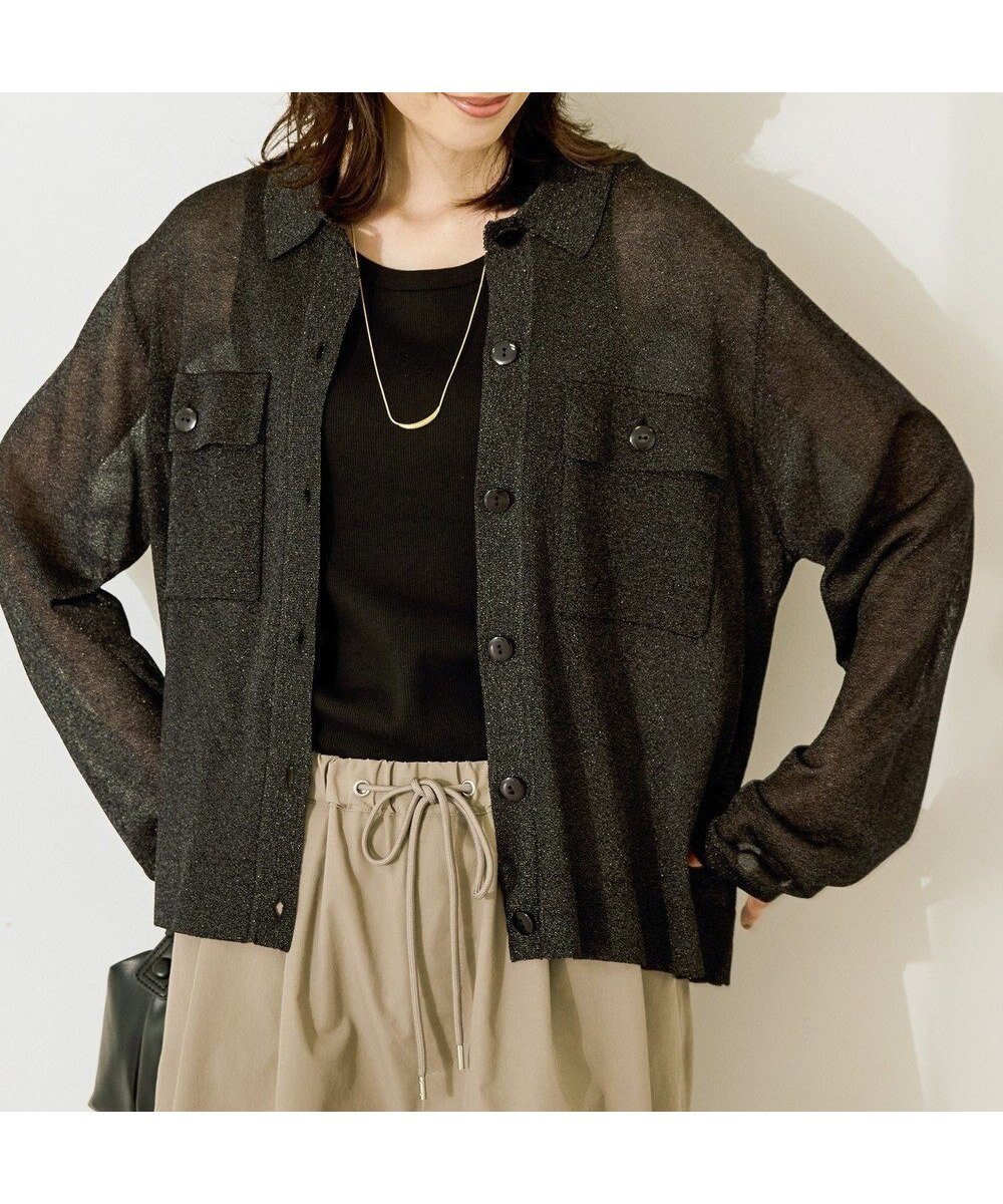 【アメリカンホリック/AMERICAN HOLIC】のシアー襟付きカーディガン インテリア・キッズ・メンズ・レディースファッション・服の通販 founy(ファニー) 　ファッション　Fashion　レディースファッション　Fashion for Women　トップス・カットソー　Cut & Sew Tops　カーディガン・羽織り　Layered Style Cardigans　おすすめ　Recommended / Our Picks　カーディガン　Cardigan, Knitwear　シアー　Sheer, See-Through　ダブル　Double, Double-Breasted　ポケット　Pocket, Pocket Detail　エレガント 上品　Elegant　夏　Summer　春　Spring　S/S・春夏　SS, Spring/Summer, Warm Season　Black|ID: prp329100004560978 ipo3291000000032248238