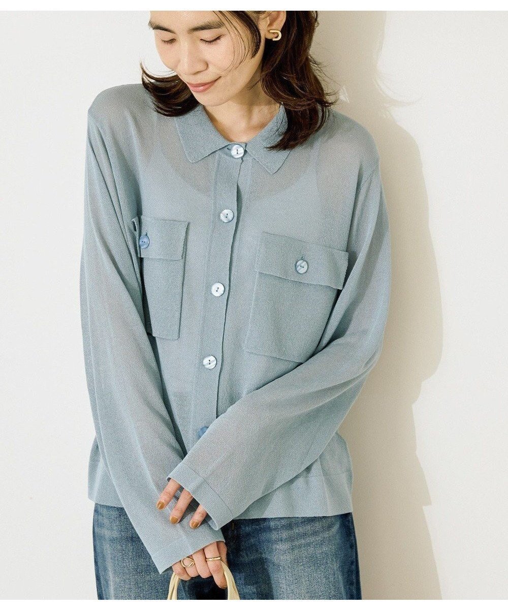 【アメリカンホリック/AMERICAN HOLIC】のシアー襟付きカーディガン インテリア・キッズ・メンズ・レディースファッション・服の通販 founy(ファニー) ファッション Fashion レディースファッション Fashion for Women トップス・カットソー Cut & Sew Tops カーディガン・羽織り Layered Style Cardigans おすすめ Recommended / Our Picks カーディガン Cardigan, Knitwear シアー Sheer, See-Through ダブル Double, Double-Breasted ポケット Pocket, Pocket Detail エレガント 上品 Elegant 夏 Summer 春 Spring S/S・春夏 SS, Spring/Summer, Warm Season Light Blue|ID: prp329100004560978 ipo3291000000033157363