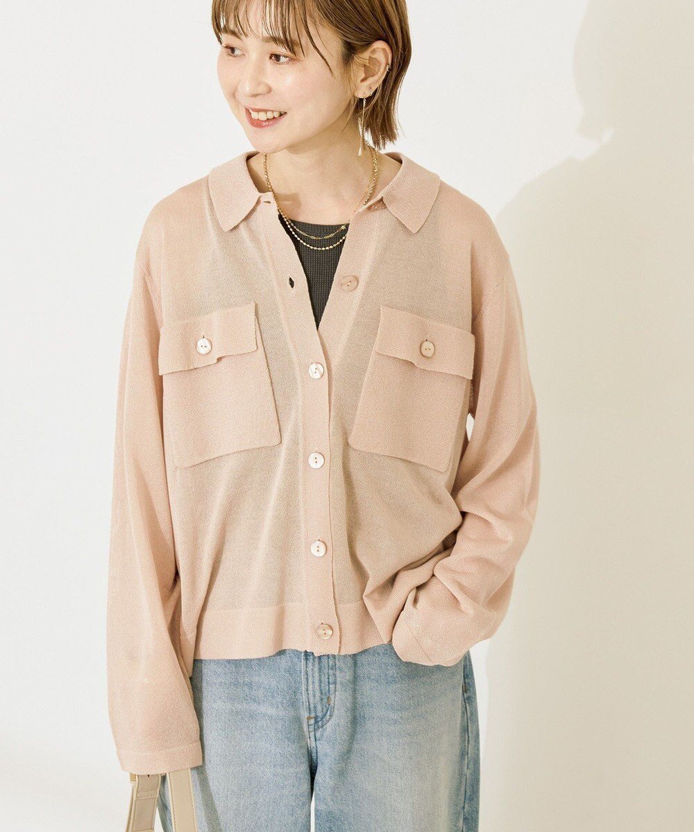 【アメリカンホリック/AMERICAN HOLIC】のシアー襟付きカーディガン インテリア・キッズ・メンズ・レディースファッション・服の通販 founy(ファニー) ファッション Fashion レディースファッション Fashion for Women トップス・カットソー Cut & Sew Tops カーディガン・羽織り Layered Style Cardigans おすすめ Recommended / Our Picks カーディガン Cardigan, Knitwear シアー Sheer, See-Through ダブル Double, Double-Breasted ポケット Pocket, Pocket Detail エレガント 上品 Elegant 夏 Summer 春 Spring S/S・春夏 SS, Spring/Summer, Warm Season Grayish Pink|ID: prp329100004560978 ipo3291000000033157365