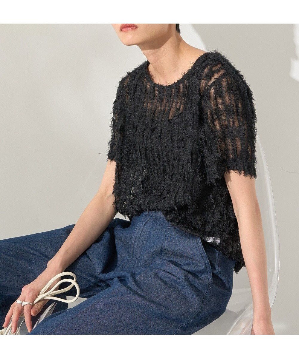 【アメリカンホリック/AMERICAN HOLIC】のチュールフリンジシアーTシャツ インテリア・キッズ・メンズ・レディースファッション・服の通販 founy(ファニー) 　ファッション　Fashion　レディースファッション　Ladies' Fashion Online　トップス・カットソー　Tops/Tshirt　シャツ/ブラウス　Shirts/Blouses　ロング / Tシャツ　T-Shirts　カットソー　Cut and Sewn　インナー　Inner　カットソー　Cut And Sew　シアー　Sheer　チュール　Tulle　フェザー　Feather　ボトム　Bottom　ポケット　Pocket　夏　Summer　春　Spring　S/S・春夏　Ss・Spring/Summer　Black|ID: prp329100004560987 ipo3291000000032680744