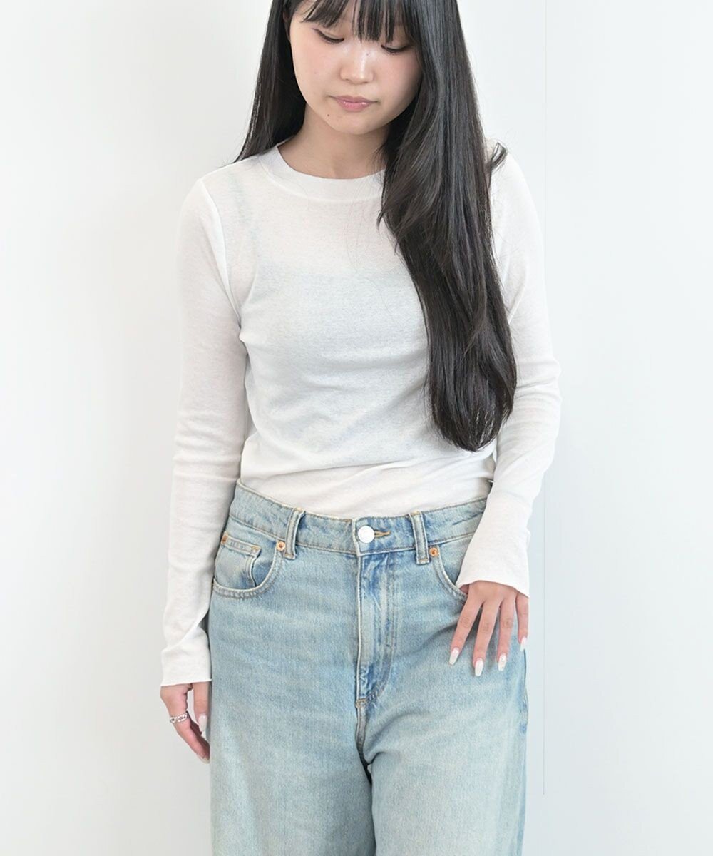 【ハーグ/HAAG】のLONG SLEEVE SHIRT ロングスリーブシャツ インテリア・キッズ・メンズ・レディースファッション・服の通販 founy(ファニー) 　ファッション　Fashion　レディースファッション　WOMEN　トップス・カットソー　Tops/Tshirt　シャツ/ブラウス　Shirts/Blouses　ロング / Tシャツ　T-Shirts　カットソー　Cut and Sewn　カシミヤ　Cashmere　カットソー　Cut And Sew　吸水　Water Absorption　シアー　Sheer　ストレッチ　Stretch　タンブラー　Tumbler　フィット　Fit　A/W・秋冬　Aw・Autumn/Winter・Fw・Fall-Winter　S/S・春夏　Ss・Spring/Summer　NEW・新作・新着・新入荷　New Arrivals　おすすめ　Recommend　夏　Summer　ホワイト|ID: prp329100004561042 ipo3291000000032248513