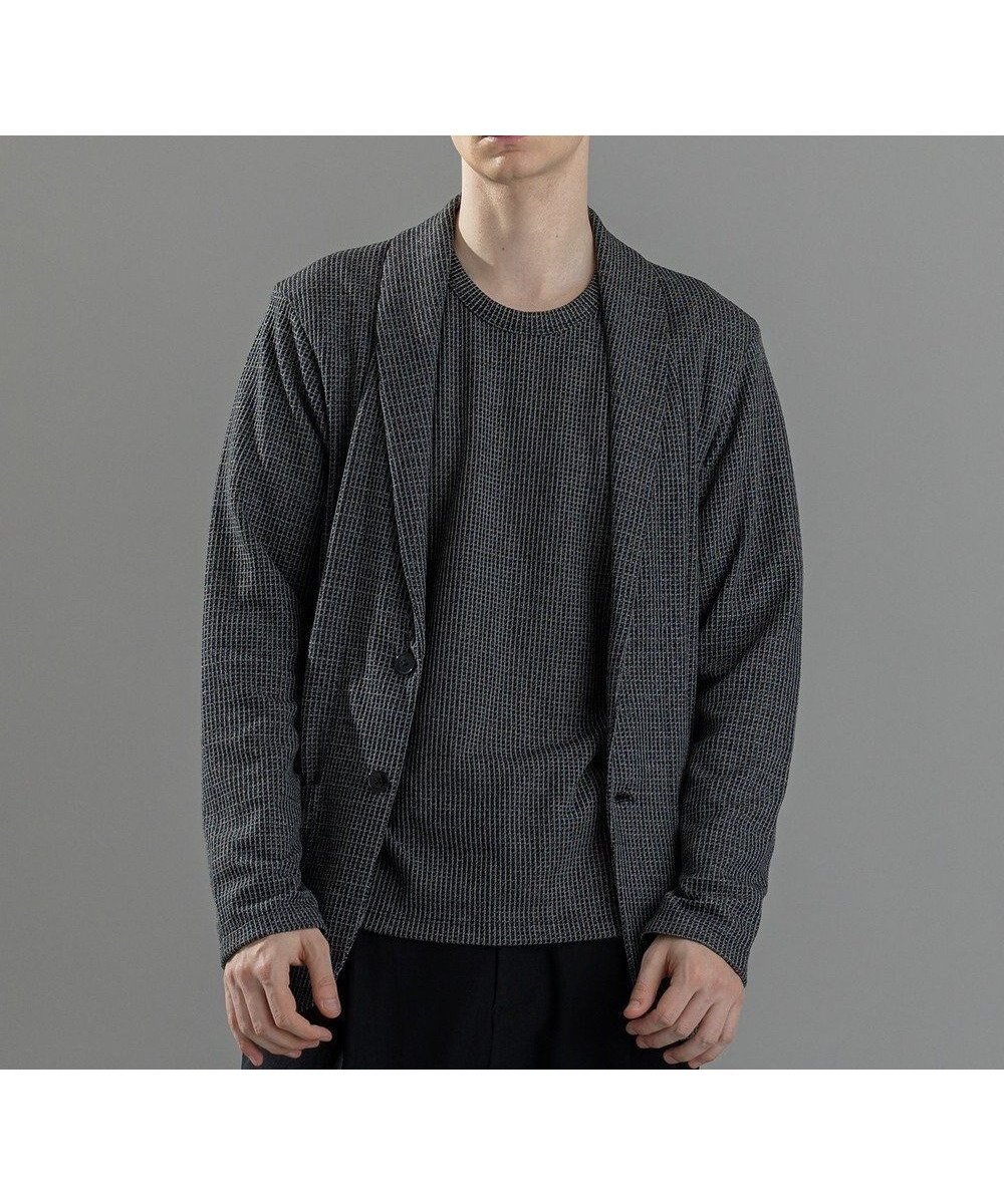 【ジョゼフ オム/JOSEPH HOMME / MEN】の新素材【洗える/清涼感】メランジクロスジャージー カットソージャケット インテリア・キッズ・メンズ・レディースファッション・服の通販 founy(ファニー) 　ファッション　Fashion　メンズファッション　Fashion for Men　アウター　Men's Coats Outerwear　カットソー　Cut and Sewn Top　カーディガン　Cardigan, Knitwear　ジャケット　Jacket, Outerwear　ストレッチ　Stretch, Stretchy Fabric　リゾート　Resort, Vacation Style　ワッフル　Waffle, Waffle Knit　エレガント 上品　Elegant　夏　Summer　春　Spring　S/S・春夏　SS, Spring/Summer, Warm Season　洗える　Machine Washable　羽織　Haori, Light Jacket　ブラック系|ID: prp329100004562142 ipo3291000000034434665