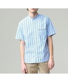 【ジェイ プレス/J.PRESS / MEN】の風が通るシアサッカーの清涼感【吸水速乾 / 高通気性】【クールマックス】サッカ-マルチストライプ シャツ / バンドカラー サックスブルー系1|ID: prp329100004562152 ipo3291000000032707999