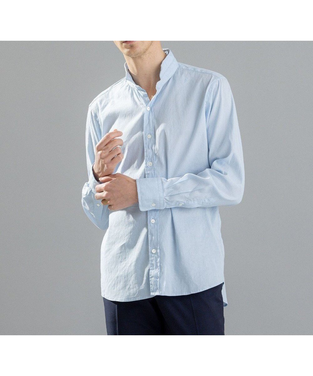 【ジョゼフ オム/JOSEPH HOMME / MEN】のリネンストレッチブロード ウィングカラーシャツ インテリア・キッズ・メンズ・レディースファッション・服の通販 founy(ファニー) 　ファッション　Fashion　メンズファッション　MEN　トップス・カットソー　Tops/Tshirt/Men　シャツ　Shirts　インナー　Inner　シェイプ　Shape　シルケット　Mercerization　ジャケット　Jacket　ストレッチ　Stretch　リネン　Linen　ロールアップ　Roll Up　エレガント 上品　Elegant　夏　Summer　春　Spring　S/S・春夏　Ss・Spring/Summer　長袖　Long Sleeve　スカイブルー系|ID: prp329100004562198 ipo3291000000032258443