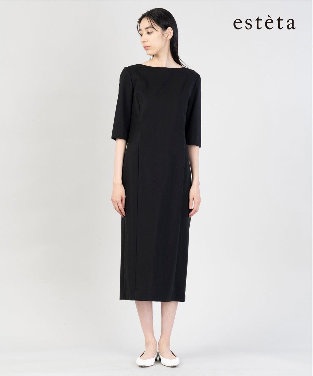 【23区/NIJYUSANKU】の【エステータ】コットンダブルクロス ハーフスリーブワンピース 人気、トレンドファッション・服の通販 founy(ファニー) 　ファッション　Fashion　レディースファッション　Fashion for Women　ワンピース　Dresses　エレガント 上品　Elegant　春　Spring　秋　Autumn　シェイプ　Shape, Slim Fit　ジャケット　Jacket, Outerwear　パーティ　Party, Party Style　フロント　Front, Front Design　S/S・春夏　SS, Spring/Summer, Warm Season　おすすめ　Recommended / Our Picks　夏　Summer　ビジネス 仕事 通勤　Business / Work / Commuting　 other-1|ID: prp329100004562207 ipo3291000000033389344