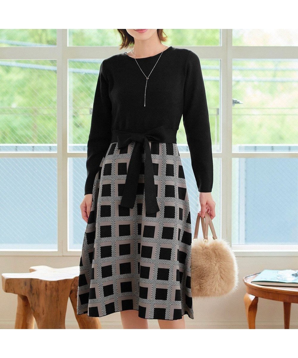 【ティアクラッセ/Tiaclasse】の【洗える】リボンベルト付きチェック柄ニットワンピース インテリア・キッズ・メンズ・レディースファッション・服の通販 founy(ファニー) ファッション Fashion レディースファッション Fashion for Women ワンピース Dresses ニットワンピース Knit Dresses ベルト&ウエストマーク Belts & Waist Accessories アクセサリー Fashion Accessories ウォッシャブル Machine Washable 洗える Machine Washable チェック Check, Plaid, Tartan チュニック Tunic, Long Top ドッキング Docking, Mixed Material 長袖 Long Sleeve, Full Sleeve ポケット Pocket, Pocket Detail リボン Ribbon, Bow A/W・秋冬 Autumn/Winter 再入荷 Restock / Back in Stock エレガント 上品 Elegant 新作・新入荷 New Arrivals / New In ブラック|ID: prp329100004562245 ipo3291000000034230934