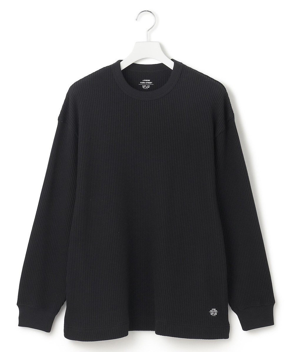 【ジェイプレスヨークストリート/J.PRESS YORK STREET】の【UNISEX】ワッフルロングスリーブ Tシャツ インテリア・キッズ・メンズ・レディースファッション・服の通販 founy(ファニー) 　ファッション　Fashion　レディースファッション　Fashion for Women　トップス・カットソー　Cut & Sew Tops　シャツ・ブラウス・オフィスカジュアル　Elegant Blouses & Button-Ups　ロングTシャツ・Tシャツ　Longline T-Shirts & Tees　カットソー・ベーシックTシャツ　Cut-and-Sewn Tops / Stretch Tees & Basics　ユニセックス　Unisex, Genderless　インナー　Innerwear　カットソー　Cut and Sewn Top　トレンド　Trend, Trending Now　トレーナー　Sweatshirt, Trainer　ワッフル　Waffle, Waffle Knit　人気　Popular, Best Seller　夏　Summer　S/S・春夏　SS, Spring/Summer, Warm Season　A/W・秋冬　Autumn/Winter　ブラック系|ID: prp329100004562252 ipo3291000000033671309