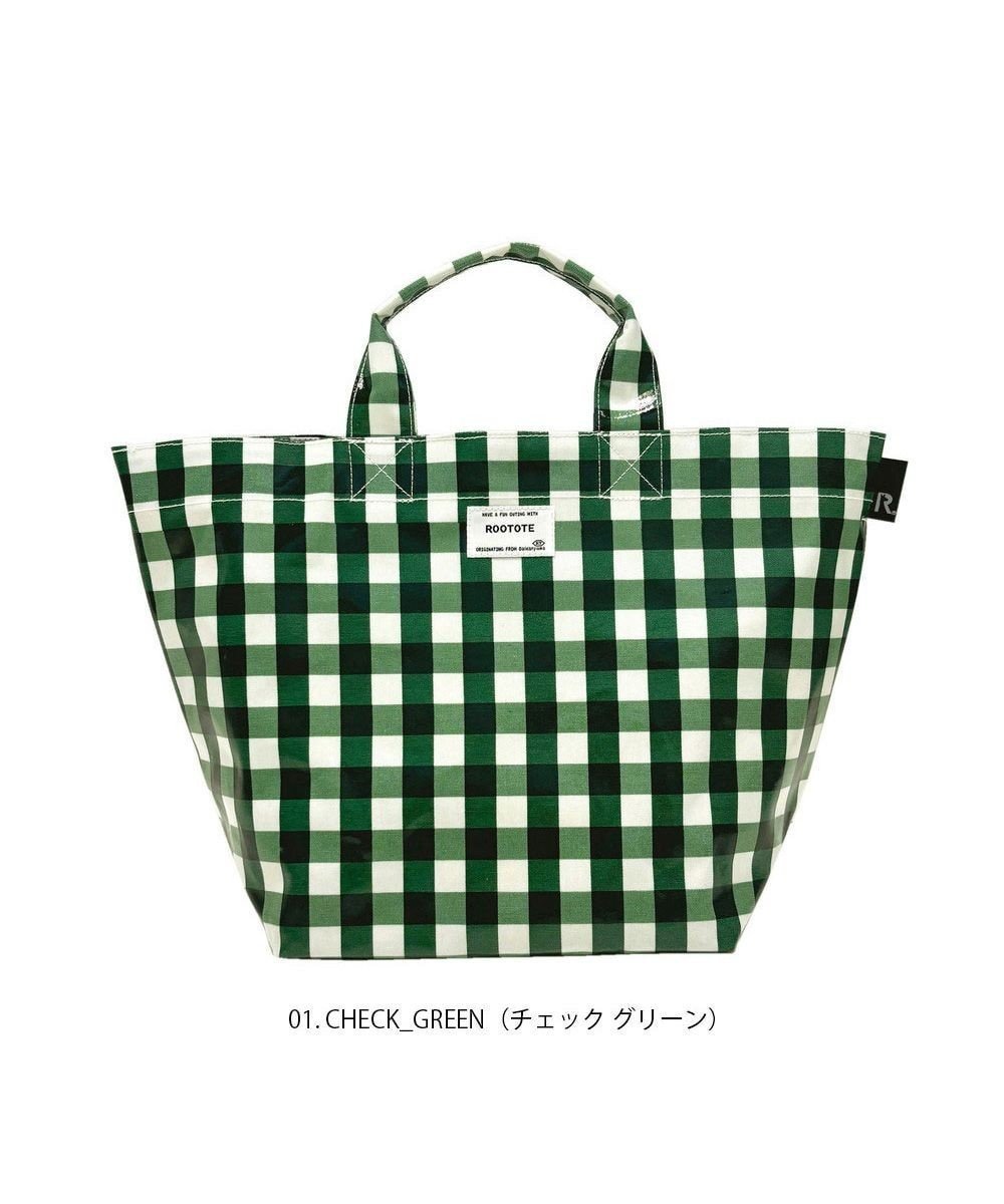 【ルートート/ROOTOTE】の1030【ラミネート加工】SN.デリ.ラミネート-Q インテリア・キッズ・メンズ・レディースファッション・服の通販 founy(ファニー) 　ファッション　Fashion　レディースファッション　Fashion for Women　バッグ　Bags　カメラ　Camera Accessories　ギンガム　Gingham, Gingham Fabric　傘　Umbrella, Parasol　チェック　Check, Plaid, Tartan　ドット　Polka Dot, Dot Pattern　プリント　Print, Printed Pattern　ポケット　Pocket, Pocket Detail　ポーチ　Pouch, Small Case　ランダム　Random, Irregular　01:チェック・グリーン|ID: prp329100004562262 ipo3291000000032996104