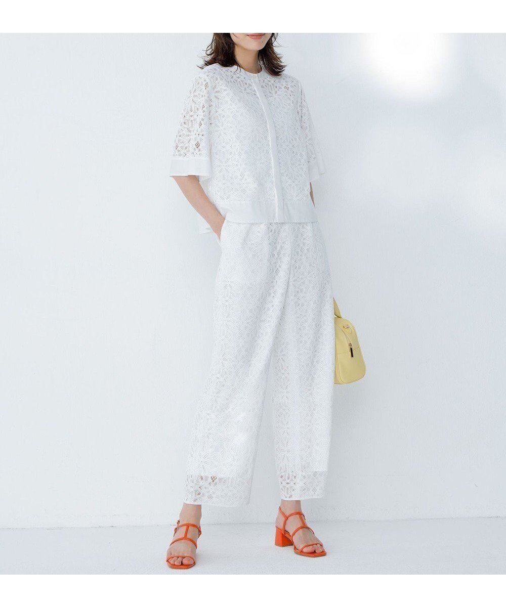【自由区/JIYU-KU】の【カタログ掲載・洗える】フラワータイルレース パンツ インテリア・キッズ・メンズ・レディースファッション・服の通販 founy(ファニー) ファッション Fashion レディースファッション Fashion for Women パンツ Pants & Trousers なめらか Smooth, Silky Texture ストレート Straight, Straight Cut レース Lace, Lace Fabric ワイド Wide, Wide Fit エレガント 上品 Elegant 夏 Summer 春 Spring S/S・春夏 SS, Spring/Summer, Warm Season 洗える Machine Washable オフホワイト|ID: prp329100004562313 ipo3291000000033146049
