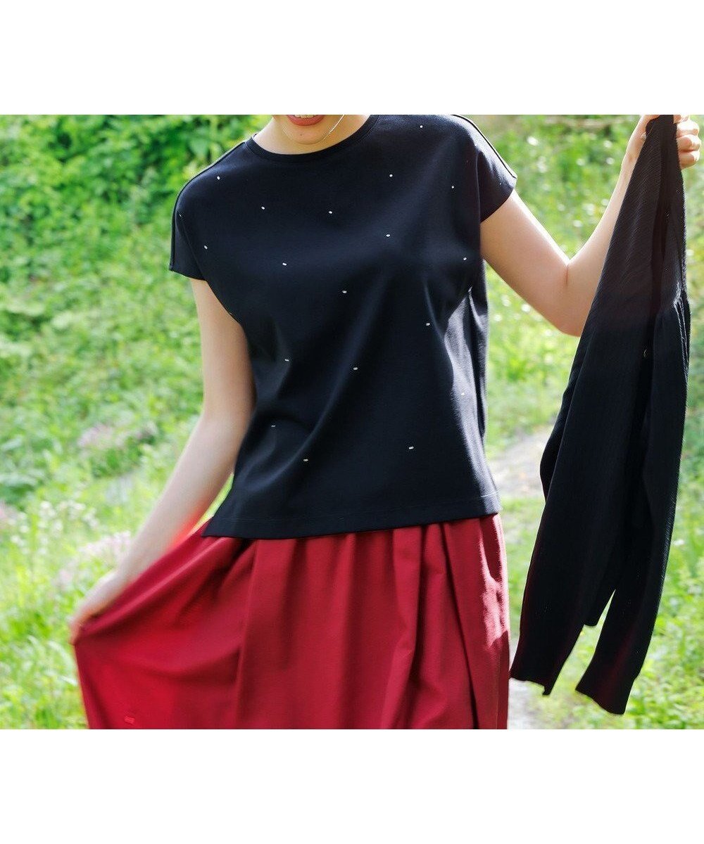 【エニィ スィス/any SiS】の【洗える】ビジュー付き カットソー インテリア・キッズ・メンズ・レディースファッション・服の通販 founy(ファニー) 　ファッション　Fashion　レディースファッション　Ladies' Fashion Online　トップス・カットソー　Tops/Tshirt　シャツ/ブラウス　Shirts/Blouses　ロング / Tシャツ　T-Shirts　カットソー　Cut and Sewn　春　Spring　洗える　Washable　カットソー　Cut And Sew　シンプル　Simple　ストーン　Stone　スリーブ　Sleeve　デニム　Denim　ビジュー　Bijou　フレンチ　French　ボトム　Bottom　S/S・春夏　Ss・Spring/Summer　おすすめ　Recommend　夏　Summer　NEW・新作・新着・新入荷　New Arrivals　ブラック|ID: prp329100004563845 ipo3291000000032511208