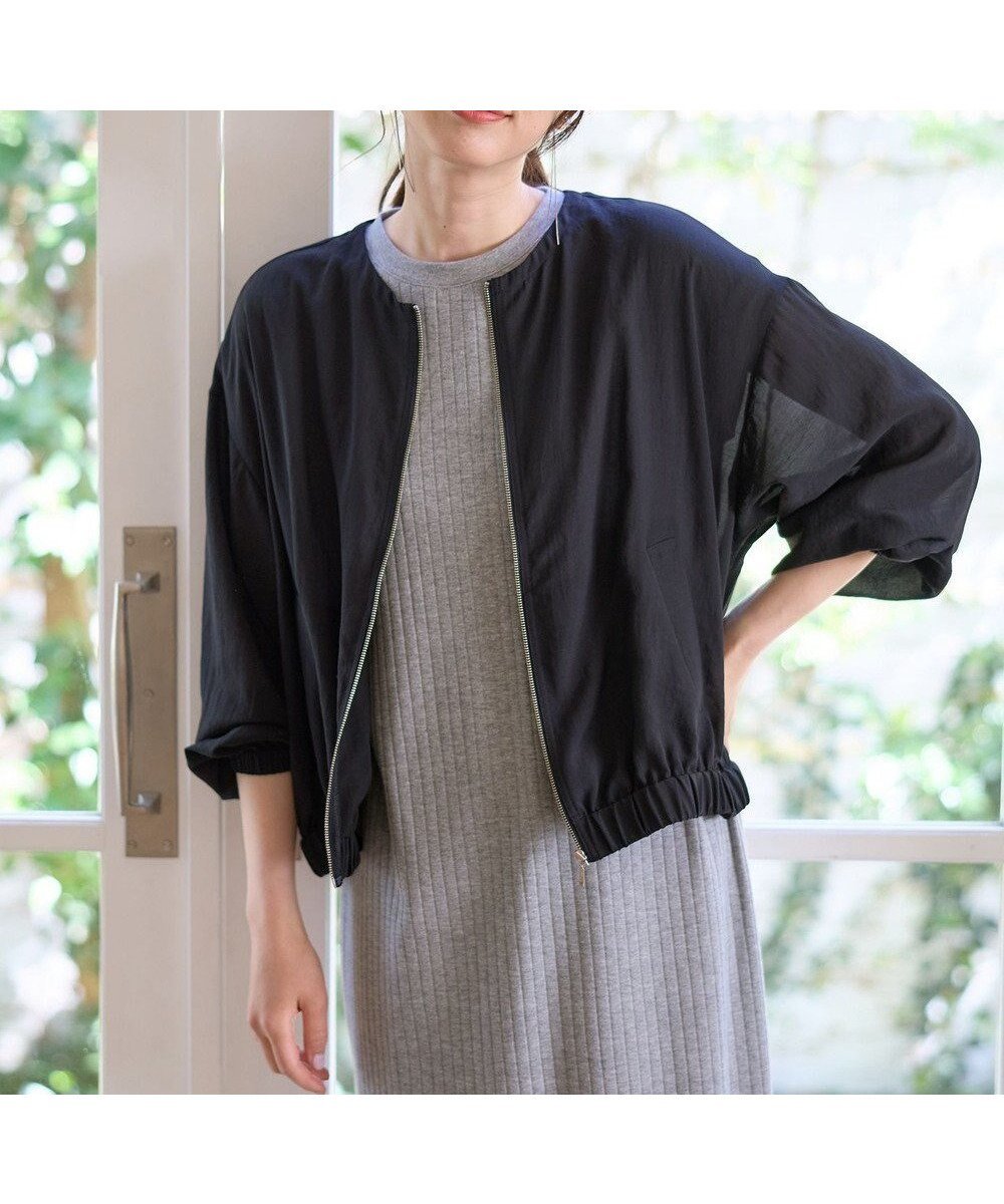 【エニィファム/any FAM】の【洗濯機可】シアーブルゾン インテリア・キッズ・メンズ・レディースファッション・服の通販 founy(ファニー) 　ファッション　Fashion　レディースファッション　Fashion for Women　アウター　Coat / Outerwear Collection　レディースジャケット・軽アウター　Jackets　ブルゾンジャケット・スポーティアウター　Blouson Jackets　シアー　Sheer, See-Through　シンプル　Simple, Minimal　ジャケット　Jacket, Outerwear　デニム　Denim, Jeans Material　トレンド　Trend, Trending Now　ブルゾン　Blouson, Bomber Jacket　夏　Summer　春　Spring　S/S・春夏　SS, Spring/Summer, Warm Season　ブラック|ID: prp329100004563849 ipo3291000000032344110