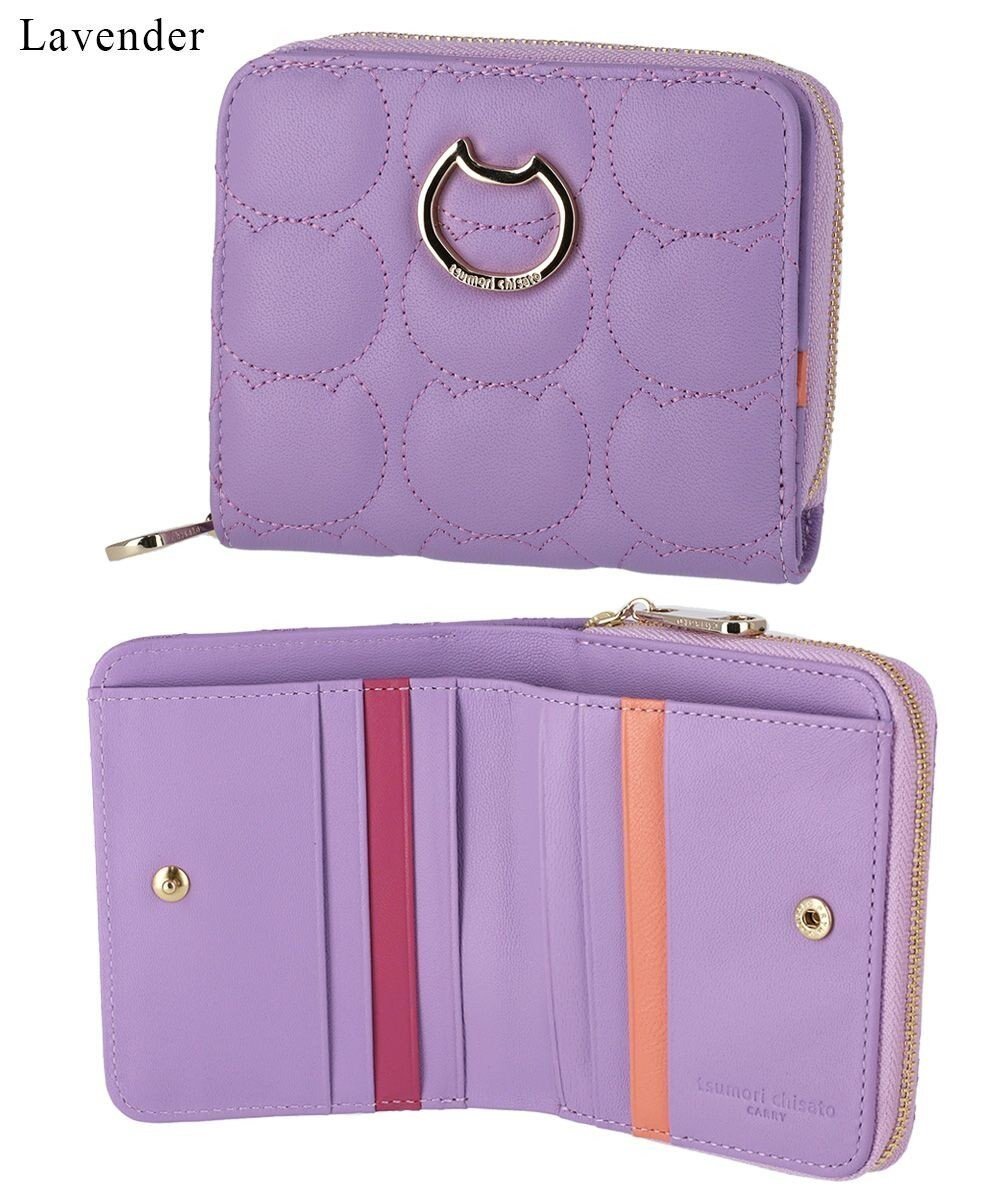 【ツモリチサト キャリー/tsumori chisato CARRY】のラインネコ ラウンドファスナー2つ折り財布 インテリア・キッズ・メンズ・レディースファッション・服の通販 founy(ファニー) 　ファッション　Fashion　レディースファッション　Fashion for Women　ミニ財布・二つ折り財布　Wallets & Card Cases　オレンジ　Orange　キルティング　Quilted, Quilting　ネコ　Cat, Feline Motif　ラウンド　Round, Round Neck　ラベンダー　Lavender　エレガント 上品　Elegant　財布　Wallet, Purse　ラベンダー|ID: prp329100004563862 ipo3291000000032274661