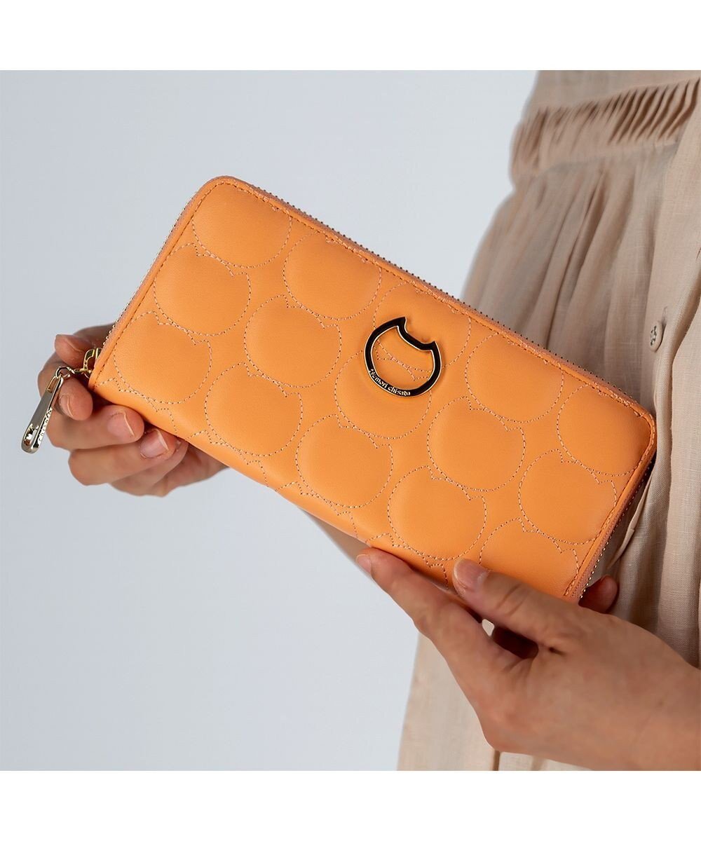 【ツモリチサト キャリー/tsumori chisato CARRY】のラインネコ ラウンドファスナー長財布 インテリア・キッズ・メンズ・レディースファッション・服の通販 founy(ファニー) 　ファッション　Fashion　レディースファッション　Fashion for Women　ミニ財布・二つ折り財布　Wallets & Card Cases　オレンジ　Orange　キルティング　Quilted, Quilting　ネコ　Cat, Feline Motif　ポケット　Pocket, Pocket Detail　ラウンド　Round, Round Neck　ラベンダー　Lavender　エレガント 上品　Elegant　財布　Wallet, Purse　オレンジ|ID: prp329100004563863 ipo3291000000033533613