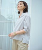 【ジェイ プレス/J.PRESS】の【洗える・接触冷感】ドビー強撚ストライプ スキッパー ブラウス グレー×ネイビー系|ID: prp329100004563917 ipo3291000000032674285