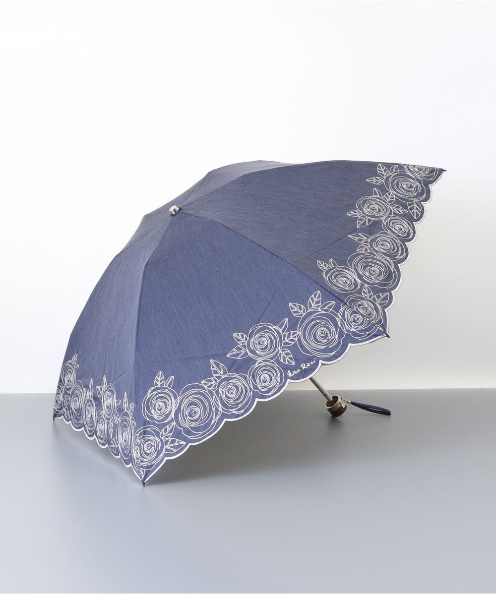 【アウロラ/AURORA】のNINA RICCI (ニナリッチ) ローズ刺繍晴雨兼用パラソル(折り畳み・ミニ) インテリア・キッズ・メンズ・レディースファッション・服の通販 founy(ファニー) 　ファッション　Fashion　レディースファッション　WOMEN　傘 / レイングッズ　Umbrellas/Rainwear　傘　Umbrella　サマー　Summer　デニム　Denim　人気　Popularity　フレンチ　French　日傘　Parasol　モダン　Modern　ローズ　Rose　ネイビー|ID: prp329100004564691 ipo3291000000032281687