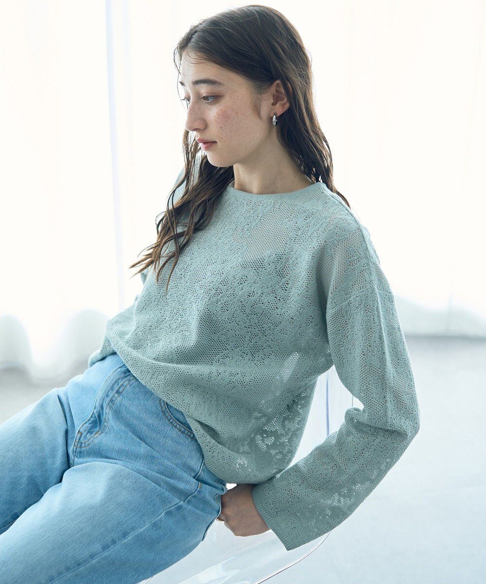 【イェッカ ヴェッカ/YECCA VECCA】のレース柄ニット インテリア・キッズ・メンズ・レディースファッション・服の通販 founy(ファニー) 　ファッション　Fashion　レディースファッション　WOMEN　トップス・カットソー　Tops/Tshirt　ニット　Knit Tops　おすすめ　Recommend　セーター　Sweater　デコルテ　Decolletage　ボックス　Box　ポケット　Pocket　レース　Race　ワイド　Wide　エレガント 上品　Elegant　再入荷　Restock/Back In Stock/Re Arrival　夏　Summer　春　Spring　S/S・春夏　Ss・Spring/Summer　Light Green|ID: prp329100004564694 ipo3291000000032281698