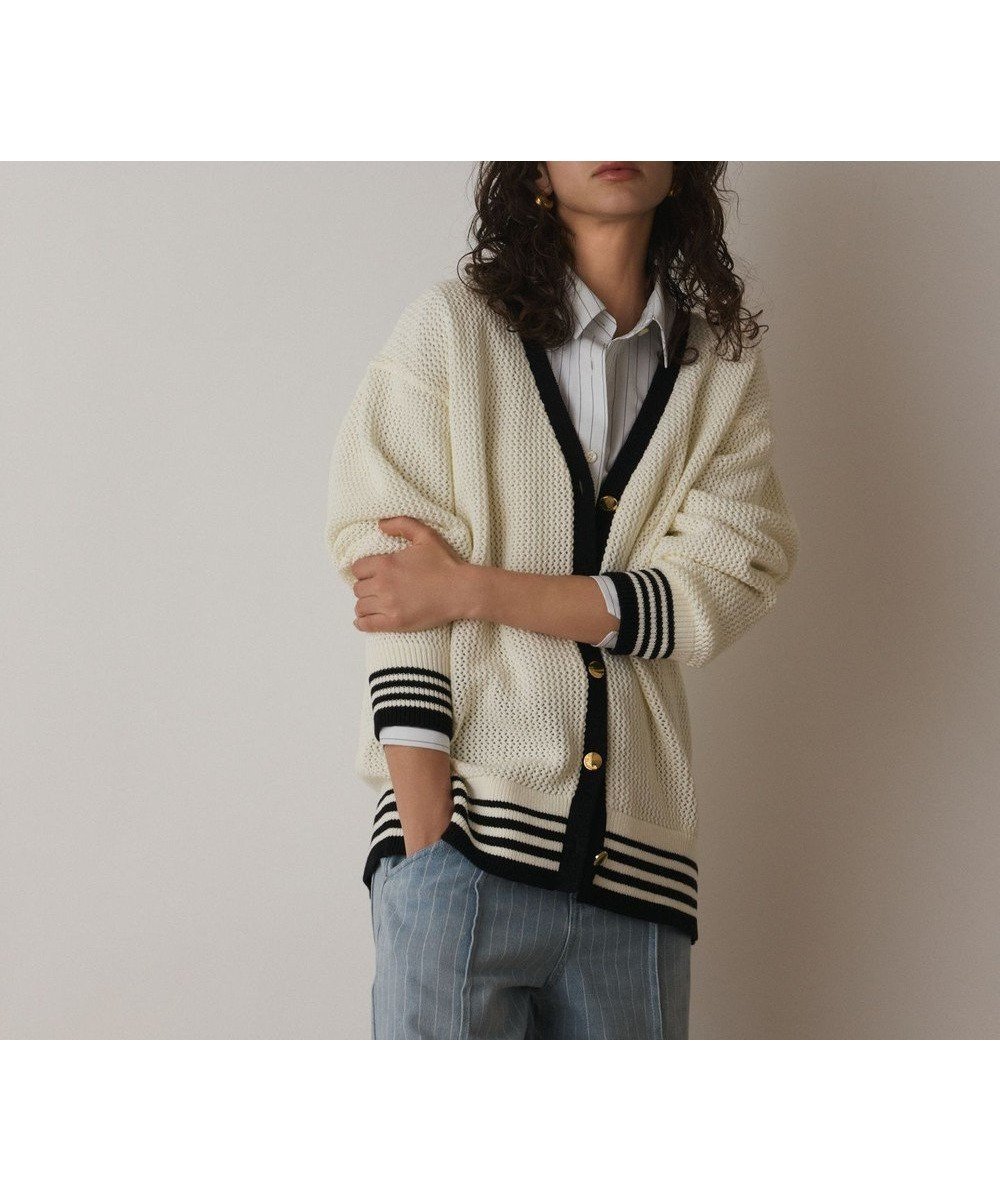 【グレース コンチネンタル/GRACE CONTINENTAL】のメッシュラインニットカーディガン 人気、トレンドファッション・服の通販 founy(ファニー) 　ファッション　Fashion　レディースファッション　Ladies' Fashion Online　トップス・カットソー　Tops/Tshirt　ニット　Knit Tops　カーディガン　Cardigans　おすすめ　Recommend　カーディガン　Cardigan　ショルダー　Shoulder　ストレッチ　Stretch　ドロップ　Drop　メタル　Metal　メッシュ　Mesh　夏　Summer　定番　Standard　春　Spring　S/S・春夏　Ss・Spring/Summer　 other-1|ID: prp329100004564702 ipo3291000000032650498