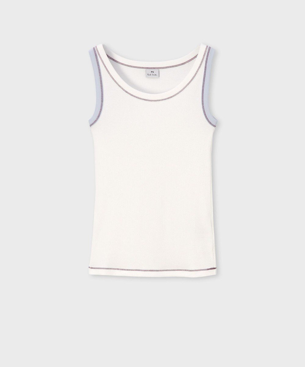 【ポール スミス/Paul Smith】の【洗える】カラーステッチ リブ ノースリーブ インテリア・キッズ・メンズ・レディースファッション・服の通販 founy(ファニー) 　ファッション　Fashion　レディースファッション　Fashion for Women　トップス・カットソー　Cut & Sew Tops　キャミソール&ノースリーブ　Camisoles & Sleeveless Tops　シャツ・ブラウス・オフィスカジュアル　Elegant Blouses & Button-Ups　ロングTシャツ・Tシャツ　Longline T-Shirts & Tees　カットソー・ベーシックTシャツ　Cut-and-Sewn Tops / Stretch Tees & Basics　おすすめ　Recommended / Our Picks　インナー　Innerwear　カットソー　Cut and Sewn Top　ジャケット　Jacket, Outerwear　ノースリーブ　Sleeveless, No-Sleeve　夏　Summer　S/S・春夏　SS, Spring/Summer, Warm Season　洗える　Machine Washable　A/W・秋冬　Autumn/Winter　ホワイト|ID: prp329100004564885 ipo3291000000032765939