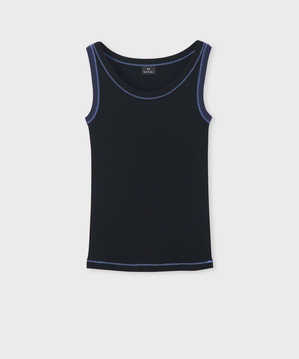 【ポール スミス/Paul Smith】の【洗える】カラーステッチ リブ ノースリーブ インテリア・キッズ・メンズ・レディースファッション・服の通販 founy(ファニー) 　ファッション　Fashion　レディースファッション　Fashion for Women　トップス・カットソー　Cut & Sew Tops　キャミソール&ノースリーブ　Camisoles & Sleeveless Tops　シャツ・ブラウス・オフィスカジュアル　Elegant Blouses & Button-Ups　ロングTシャツ・Tシャツ　Longline T-Shirts & Tees　カットソー・ベーシックTシャツ　Cut-and-Sewn Tops / Stretch Tees & Basics　おすすめ　Recommended / Our Picks　インナー　Innerwear　カットソー　Cut and Sewn Top　ジャケット　Jacket, Outerwear　ノースリーブ　Sleeveless, No-Sleeve　夏　Summer　S/S・春夏　SS, Spring/Summer, Warm Season　洗える　Machine Washable　A/W・秋冬　Autumn/Winter　ブラック|ID: prp329100004564885 ipo3291000000032765941