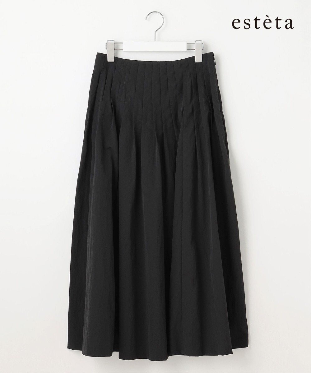 【23区/NIJYUSANKU】の【エステータ】エンシュクライト ピンタック フレアスカート インテリア・キッズ・メンズ・レディースファッション・服の通販 founy(ファニー) 　ファッション　Fashion　レディースファッション　Fashion for Women　スカート　Skirts　Aライン・フレアスカート　A-Line & Flared Skirts　ヴィンテージ　Vintage Style　春　Spring　軽量　Lightweight, Ultra Light　フレア　Flare, Flared　ブルゾン　Blouson, Bomber Jacket　S/S・春夏　SS, Spring/Summer, Warm Season　おすすめ　Recommended / Our Picks　夏　Summer　ブラック系|ID: prp329100004564980 ipo3291000000033629945